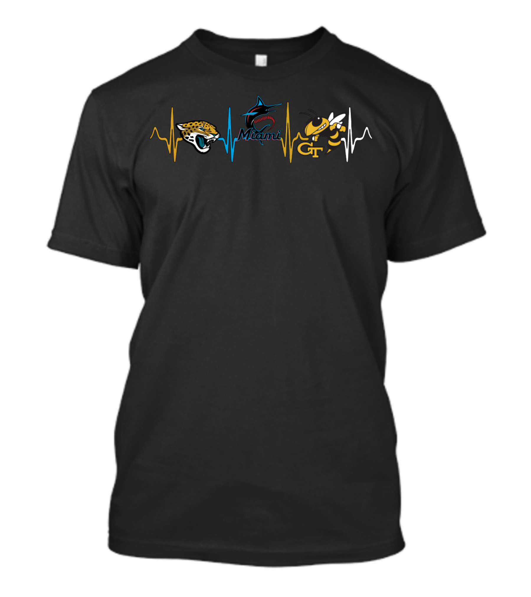 Miami Jaguars Marlins Gt Heartbeat T-Shirt