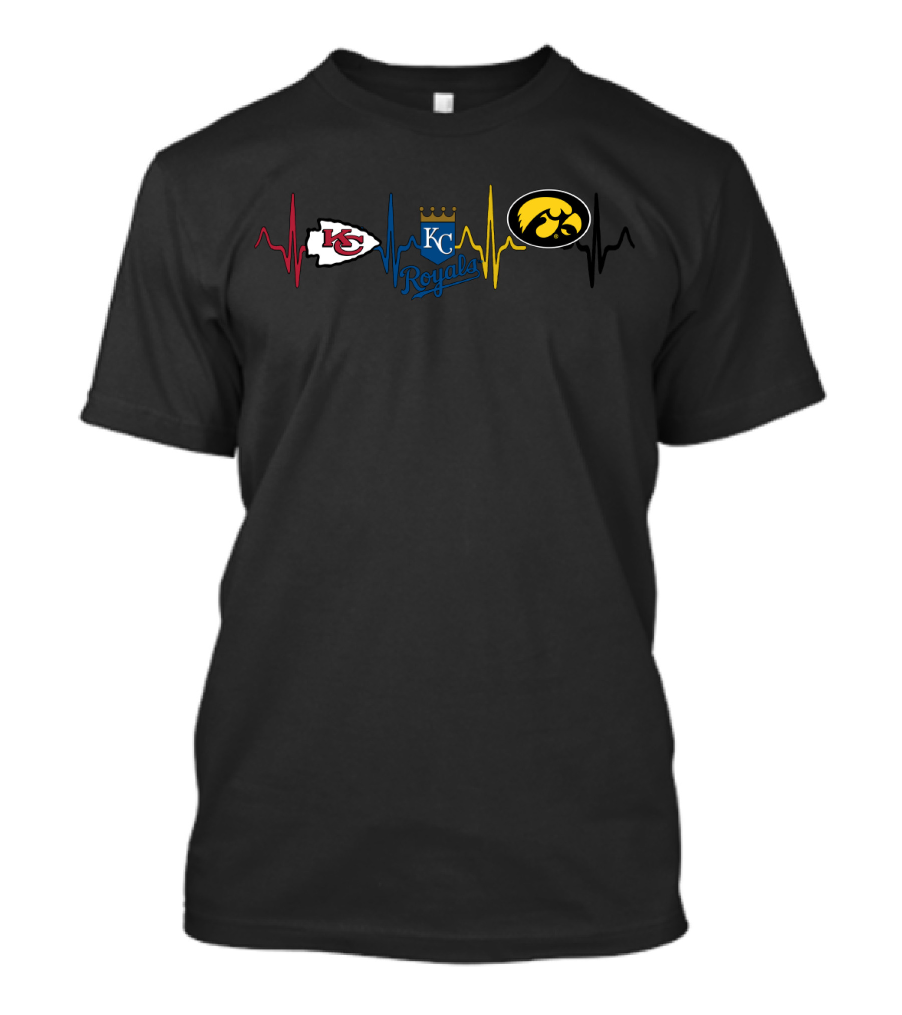 Kansas City Chiefs Royals Iowa Hawkeyes Heartbeat T-Shirt