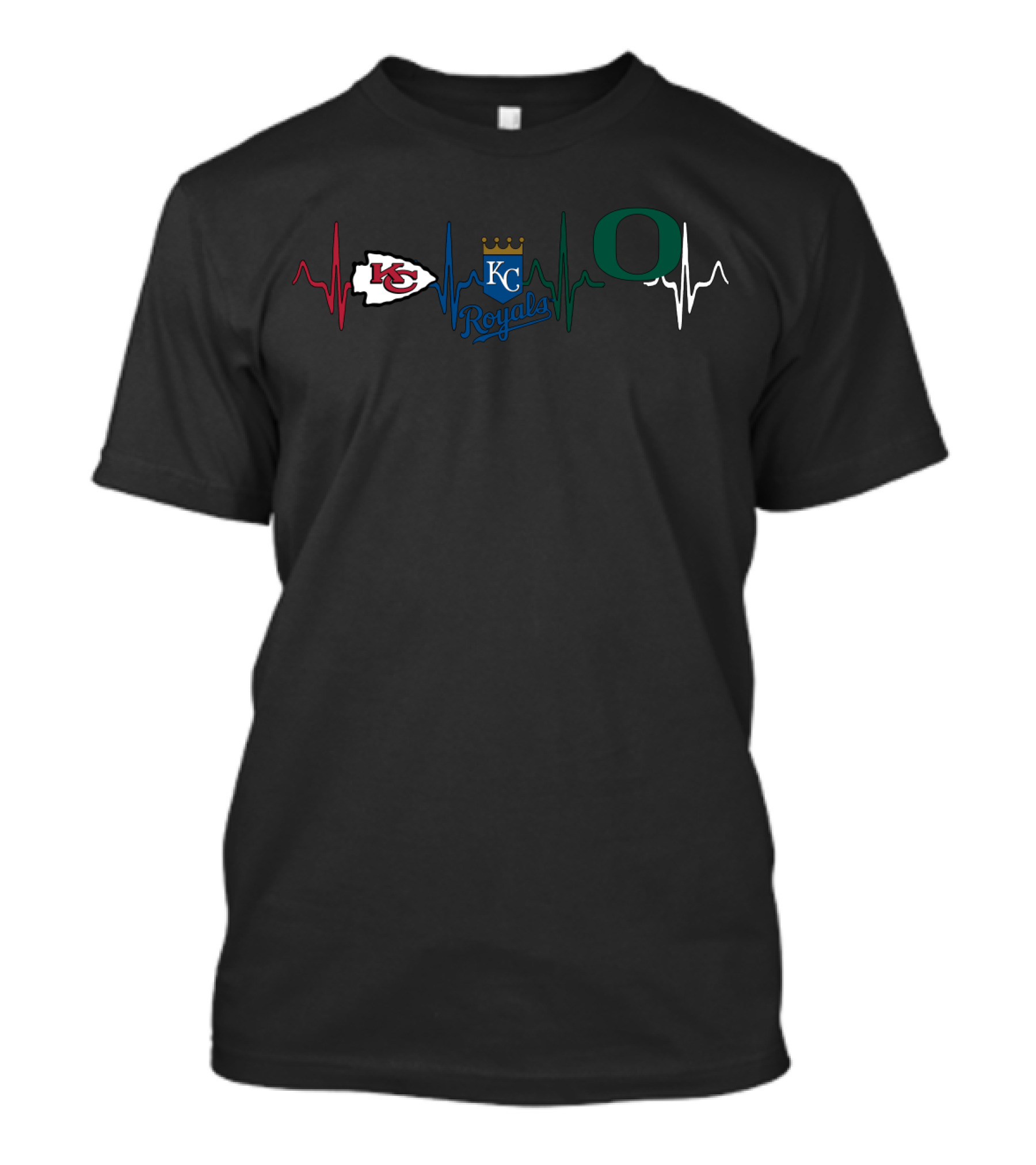 Love Chiefs Royals Oregon Ducks Heartbeat T-Shirt