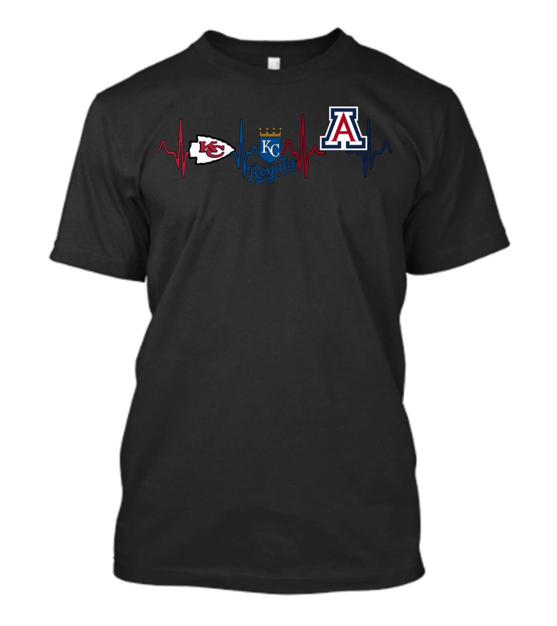 Kansas City Chiefs Royals Arizona Wildcats Heartbeat T-Shirt