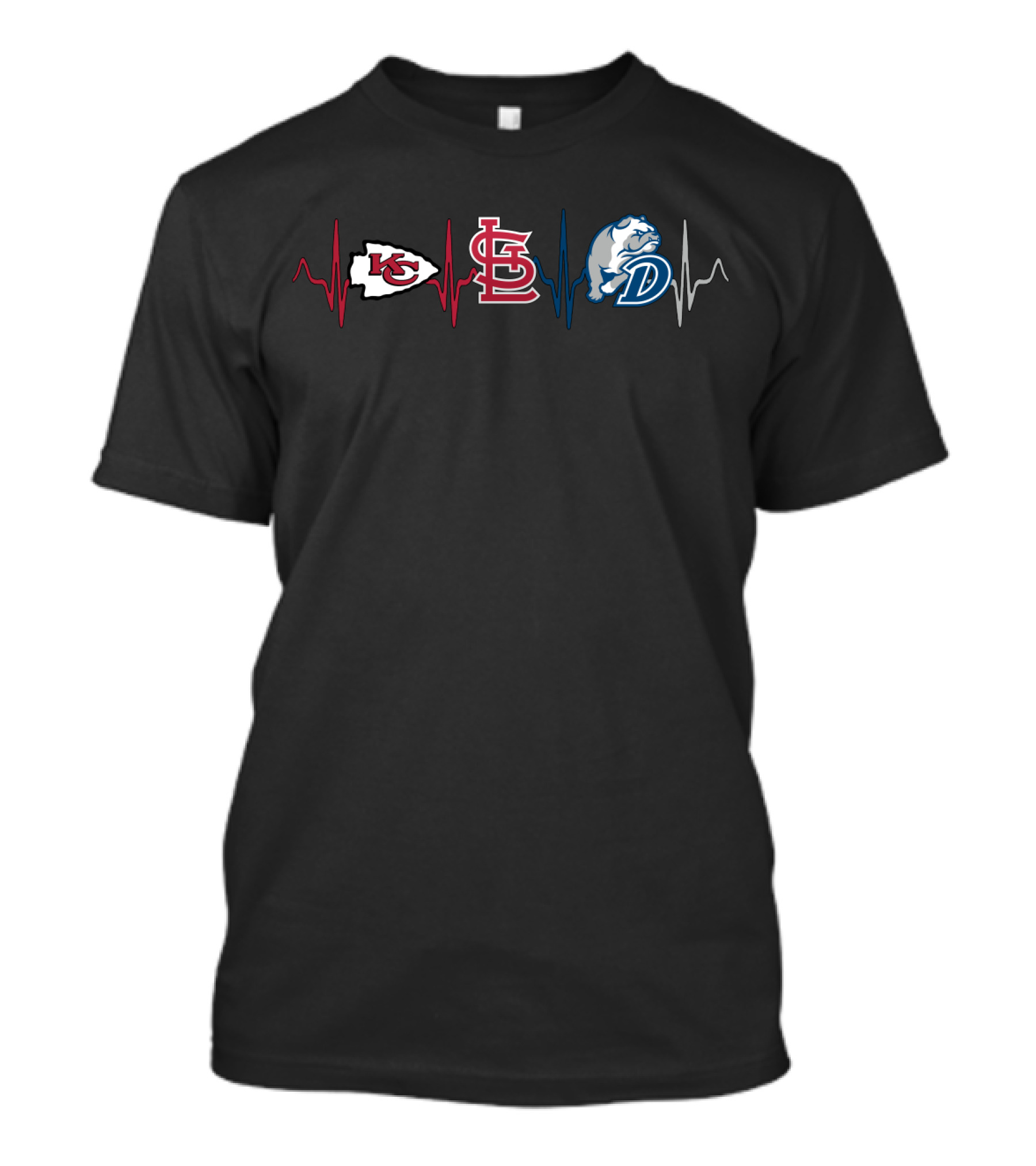 Kansas City Chiefs St. Louis Cardinals Drake Bulldogs Heartbeat T-Shirt