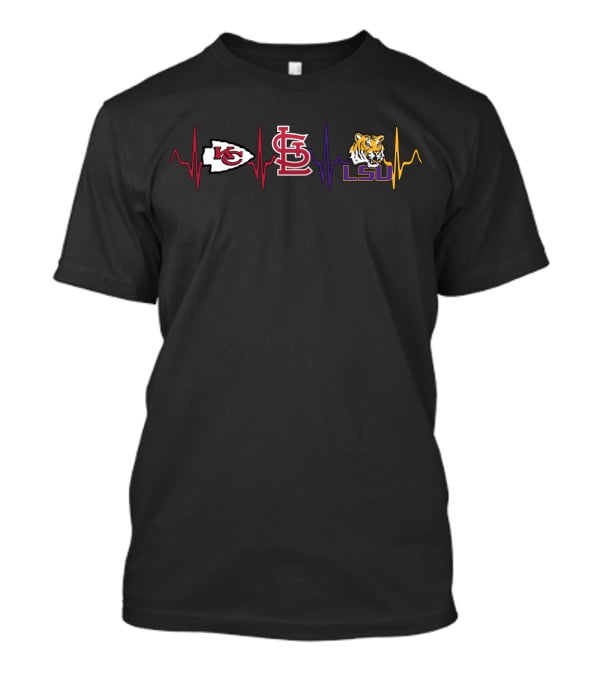 Kansas City Chiefs St. Louis Cardinals Lsu Tigers Heartbeat T-Shirt