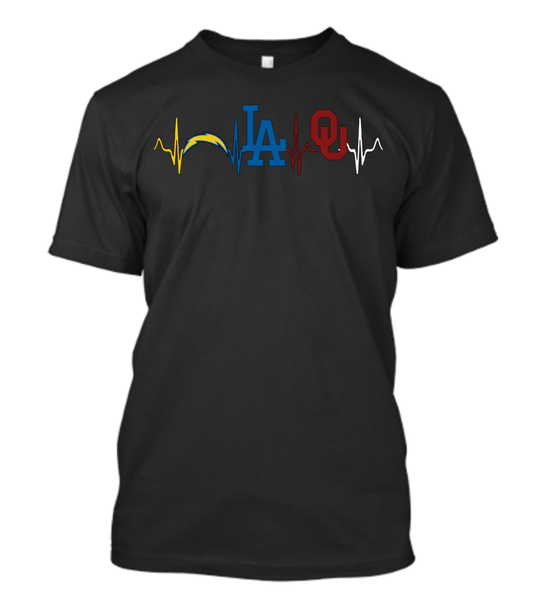 Los Angeles Chargers Dodgers Oklahoma Sooners Heartbeat T-Shirt