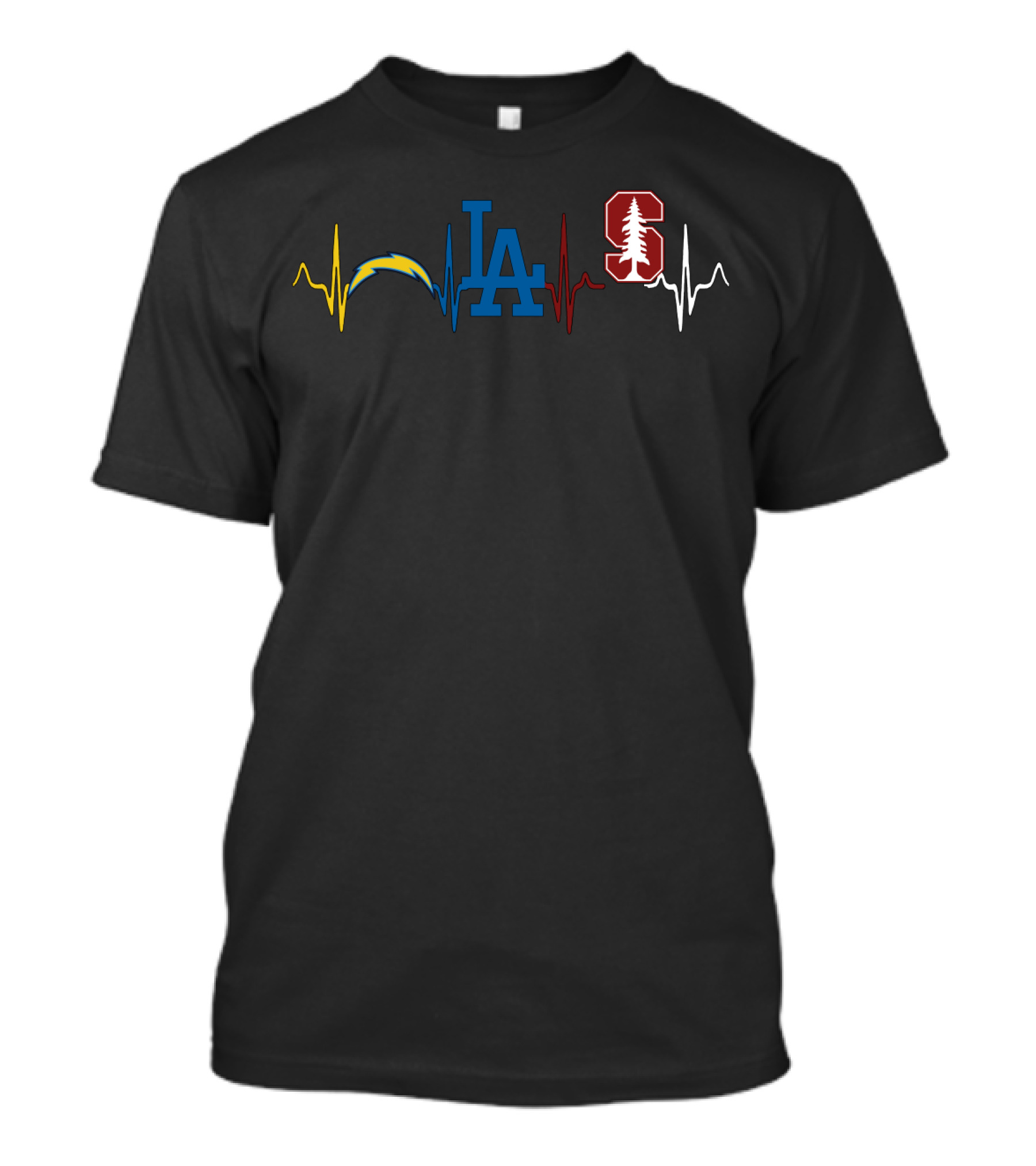 Chargers Dodgers Stanford Ekg Love T-Shirt