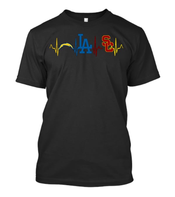 Love Chargers Dodgers Usc Heartbeat Logo Compilation T-Shirt