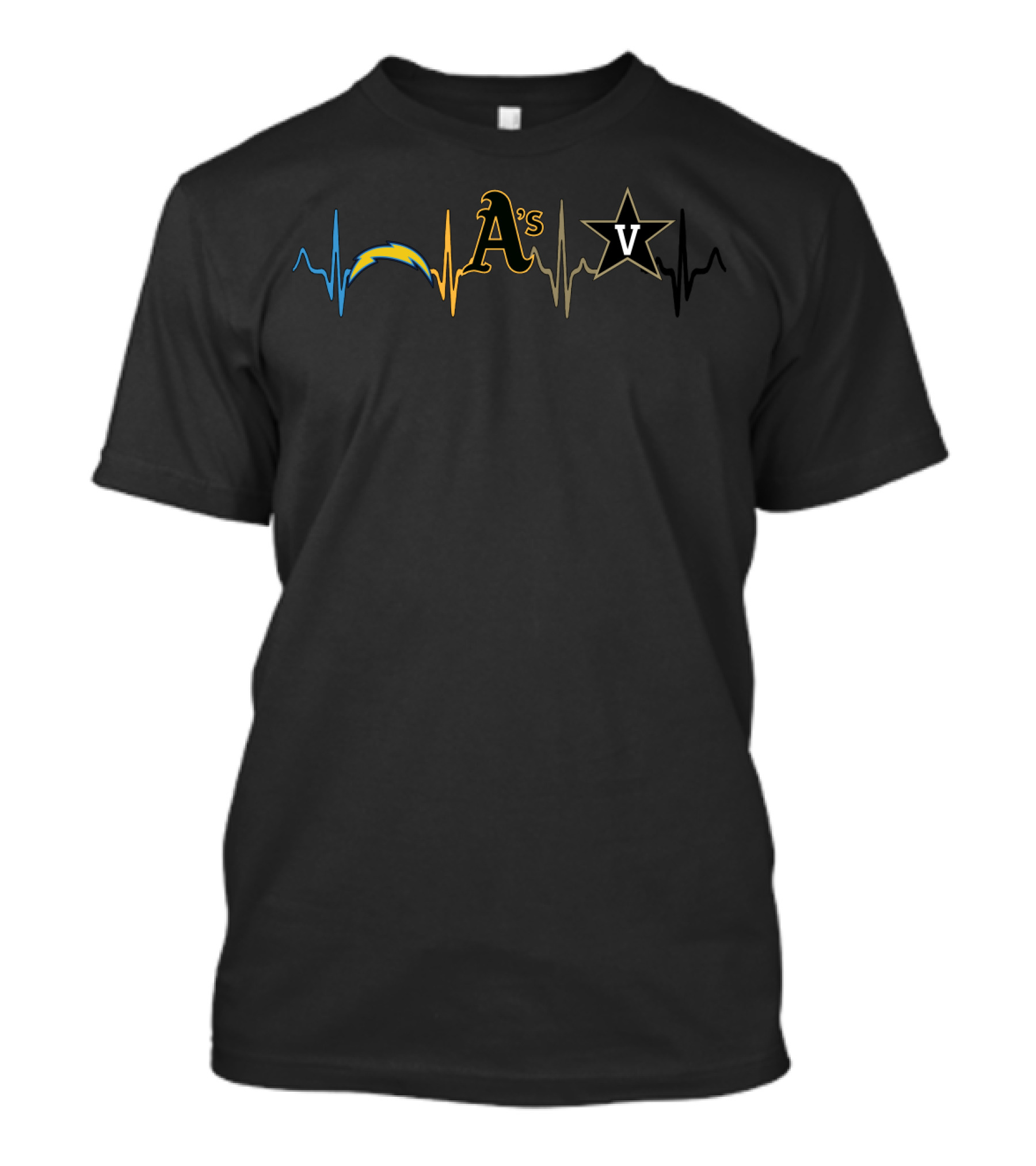 Love Chargers A's V Star Heartbeat Line T-Shirt
