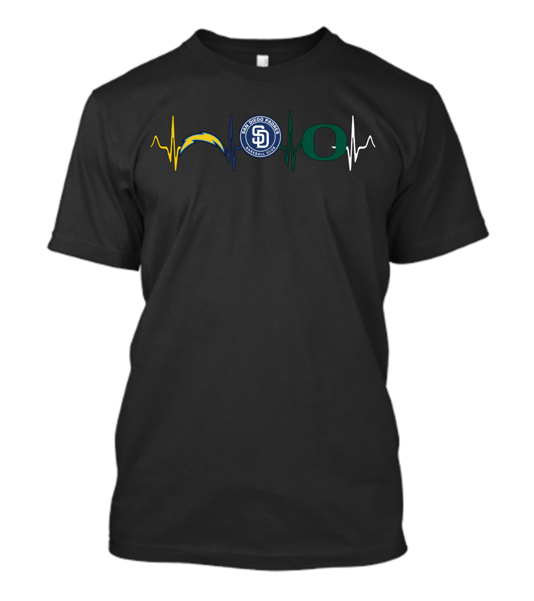 Heartbeats San Diego Chargers Padres Oregon Ducks T-Shirt