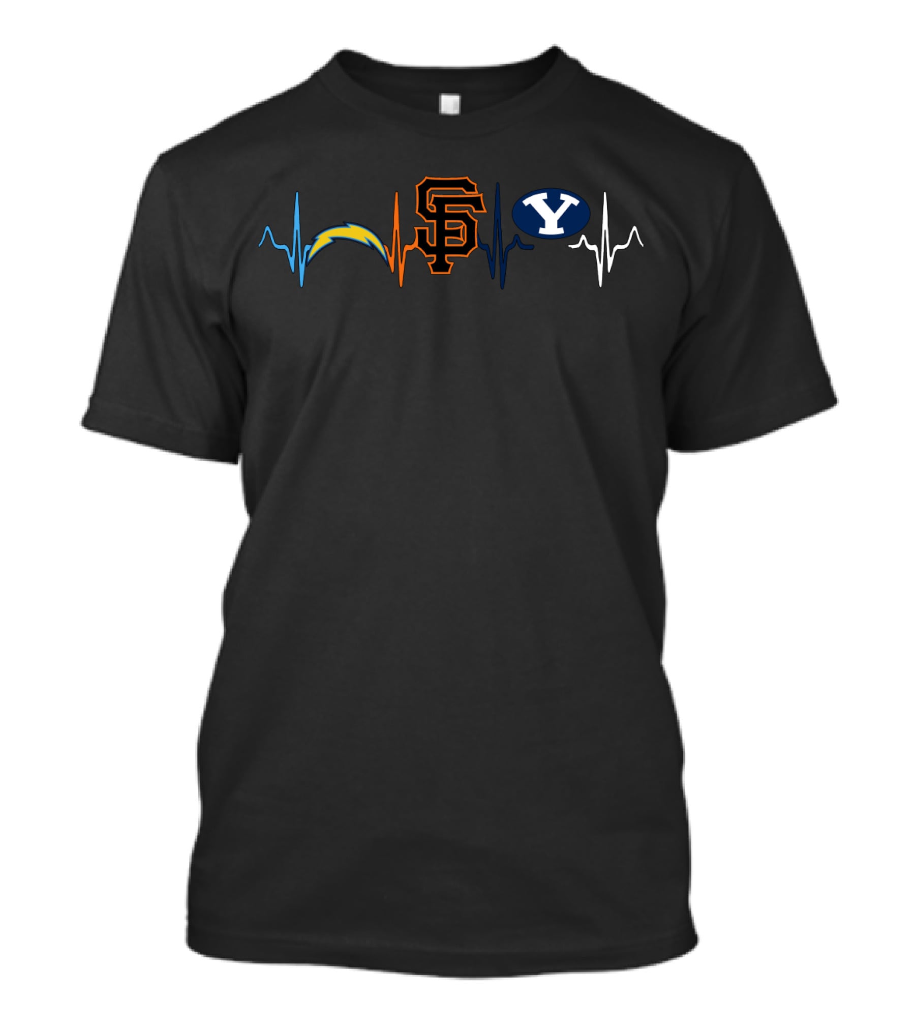 San Francisco Giants Chargers Brigham Young Heartbeat Passion T-Shirt