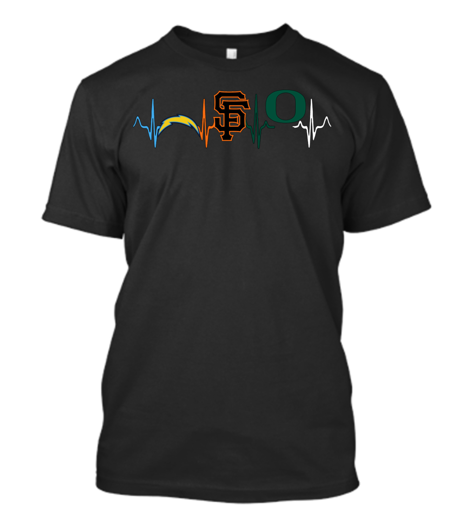 Love Chargers Giants Oregon Heartbeat T-Shirt