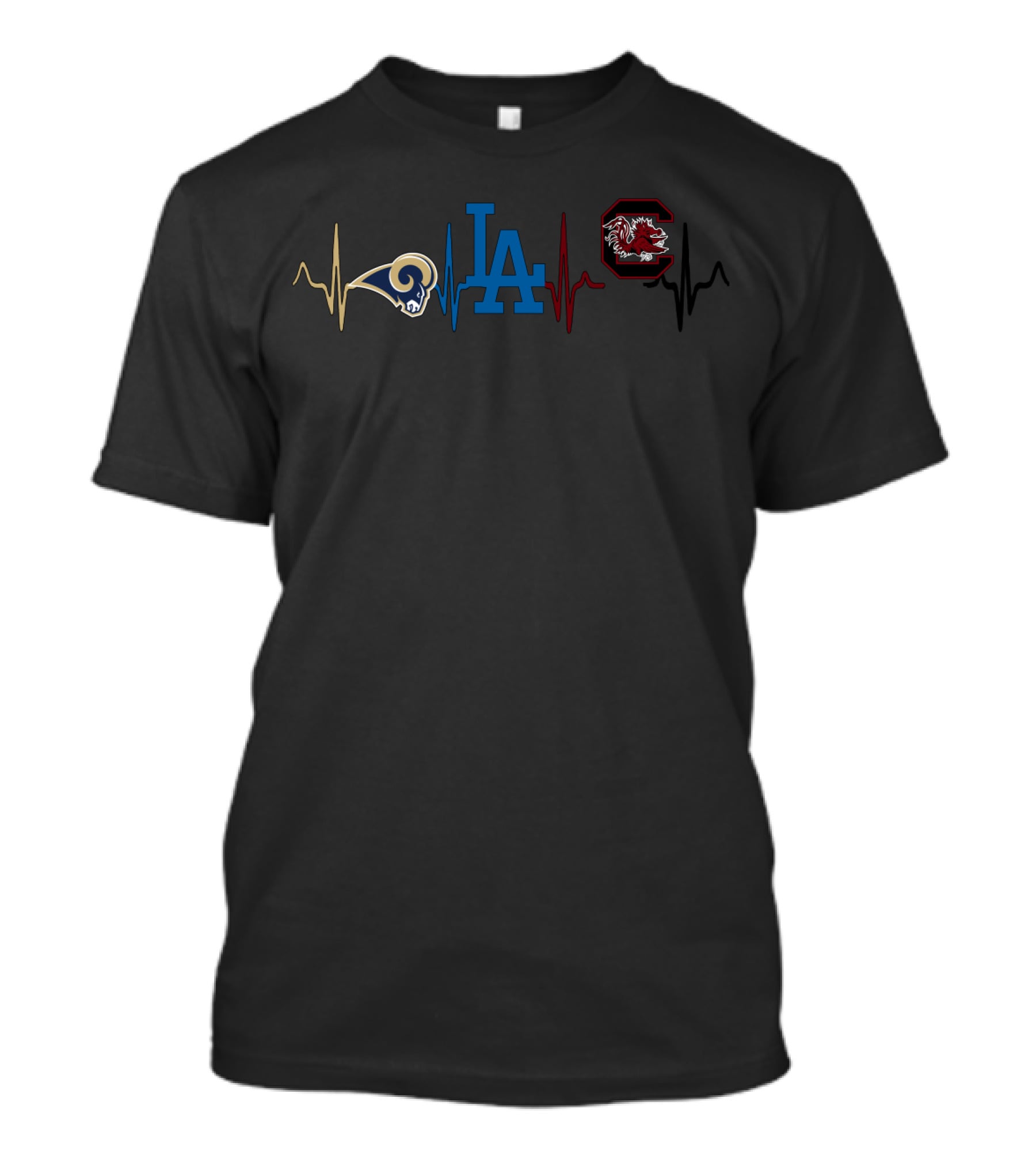 Rams Dodgers South Carolina Gamecocks Heartbeat T-Shirt