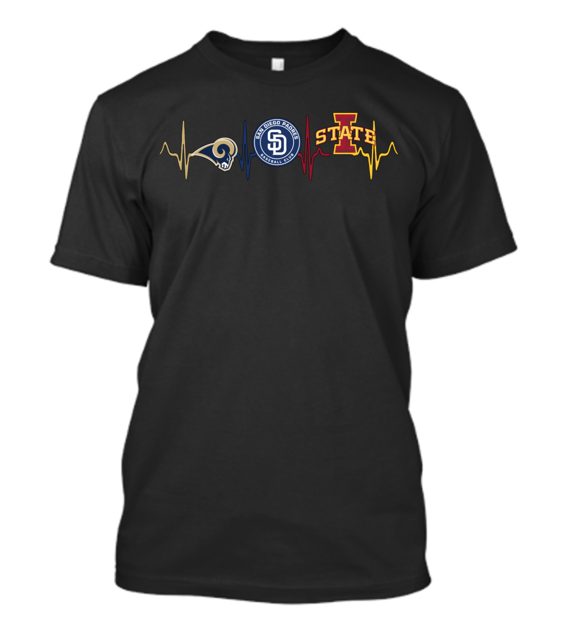 Los Angeles Rams San Diego Padres Iowa State Heartbeat Isc T-Shirt