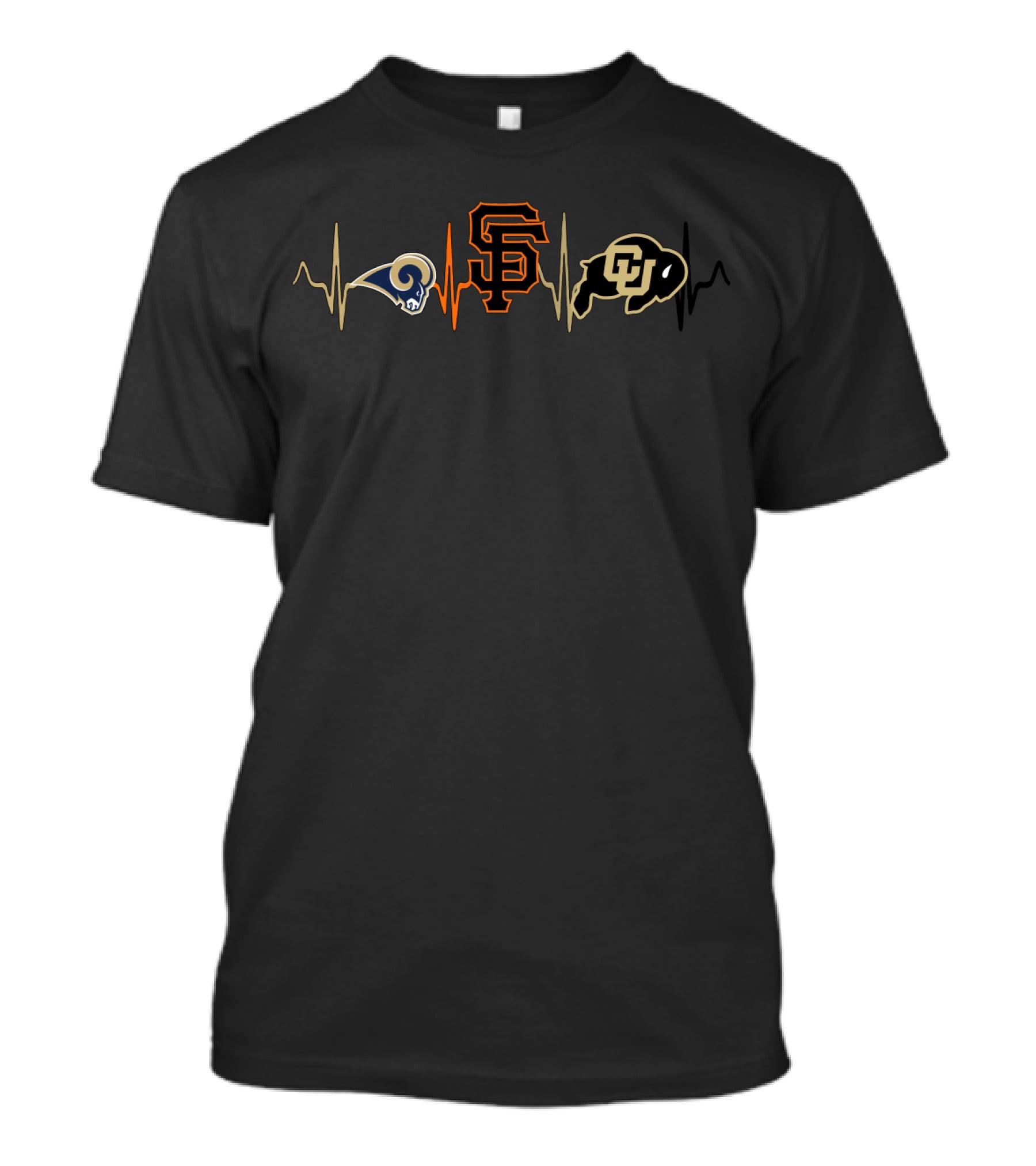 Love Rams Giants Colorado Buffaloes Pulsebeat T-Shirt