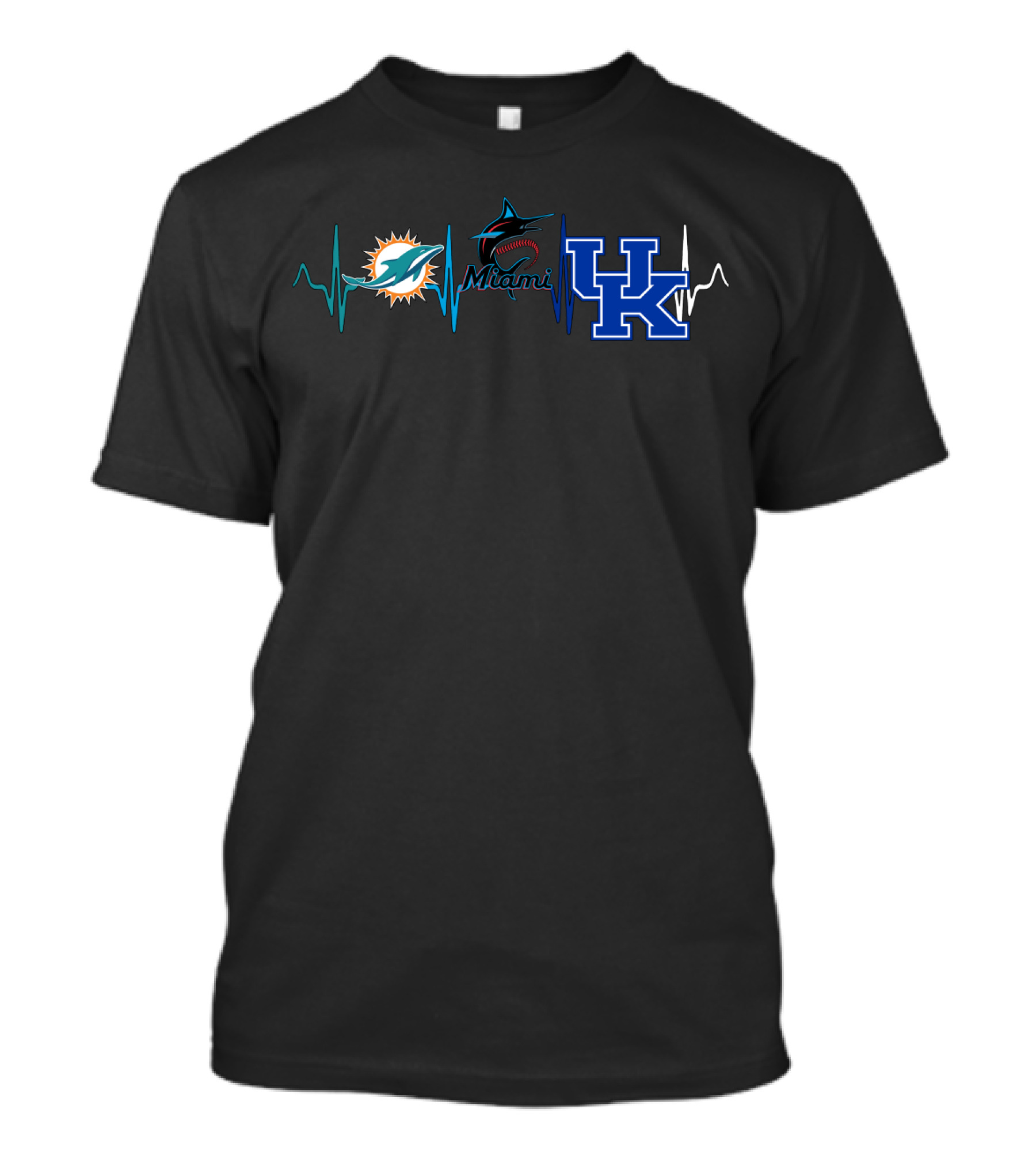Miami Dolphins Miami Marlins Kentucky Wildcats Kw Heartbeat T-Shirt