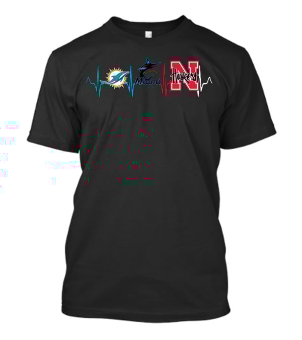 Miami Dolphins Marlins Huskers Heartbeat Nc T-Shirt