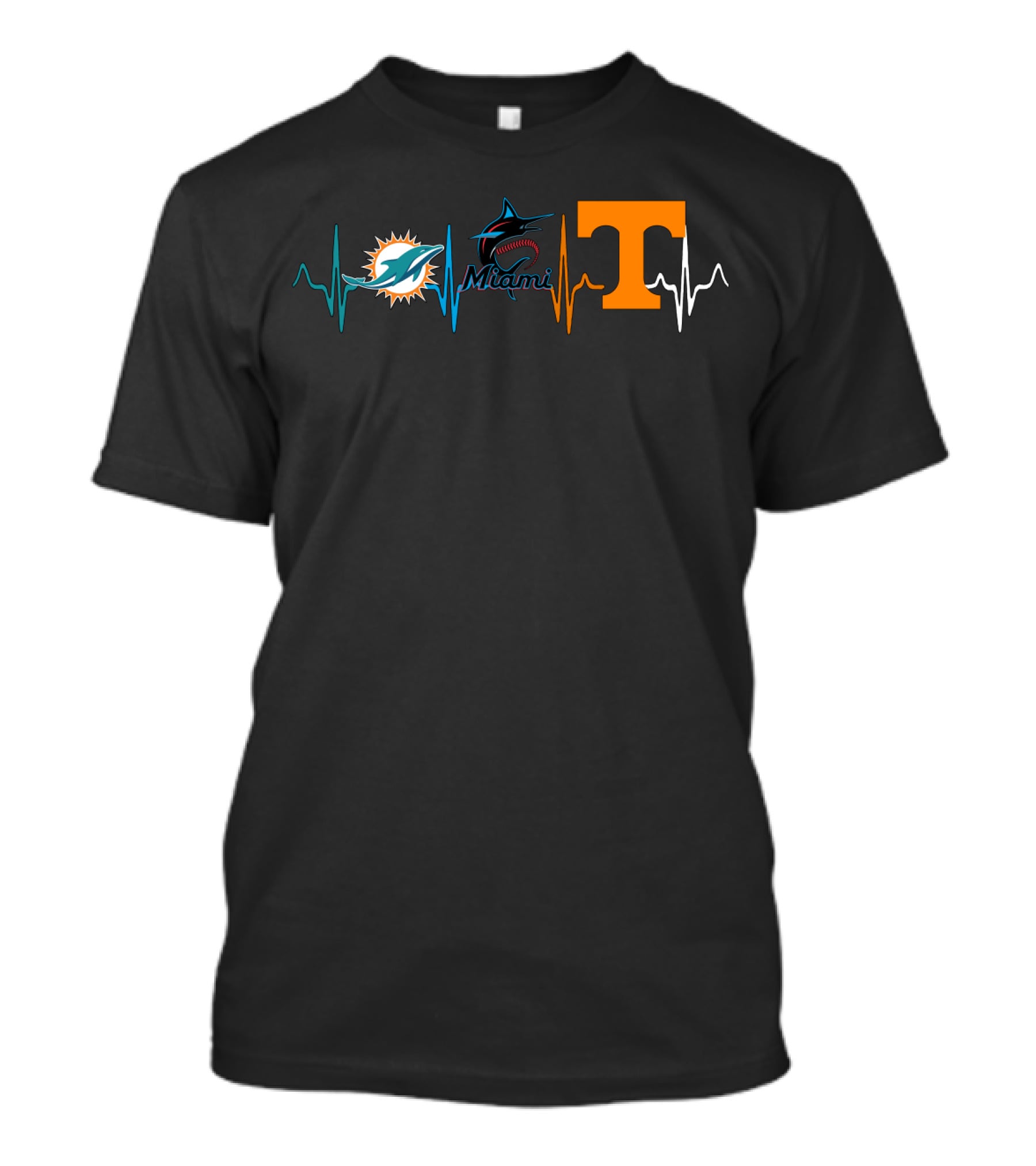 Miami Dolphins Marlins Volunteer Heartbeat T-Shirt