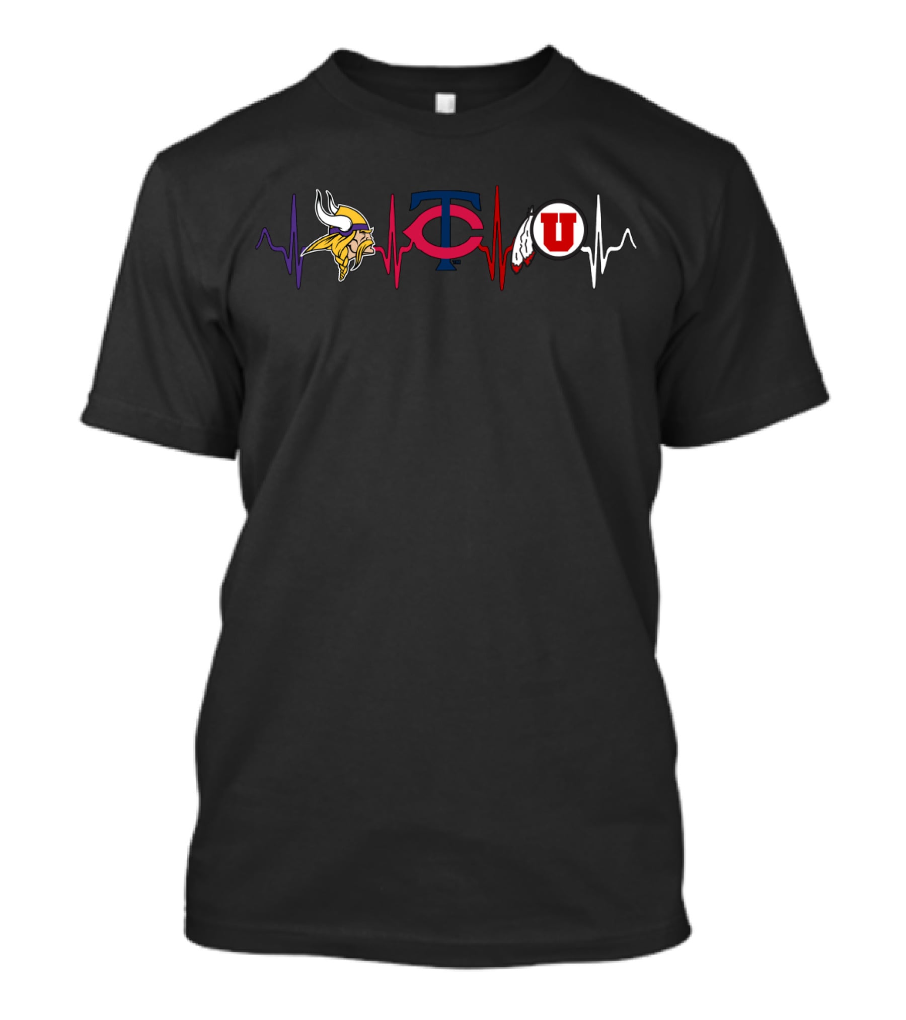 Vikings Twins Utah Utes Heartbeat T-Shirt