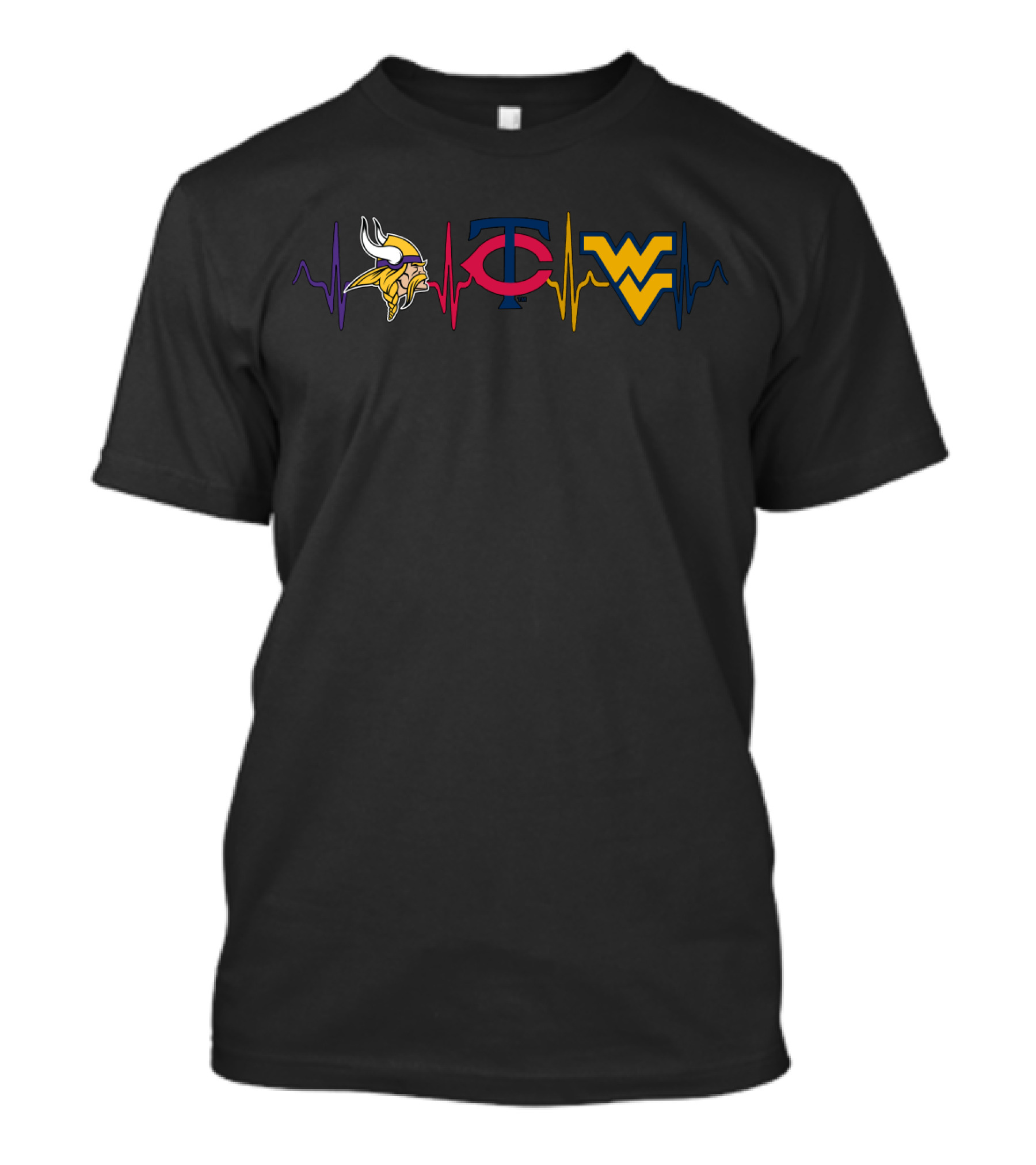 Vikings Twins West Virginia Heartbeat T-Shirt