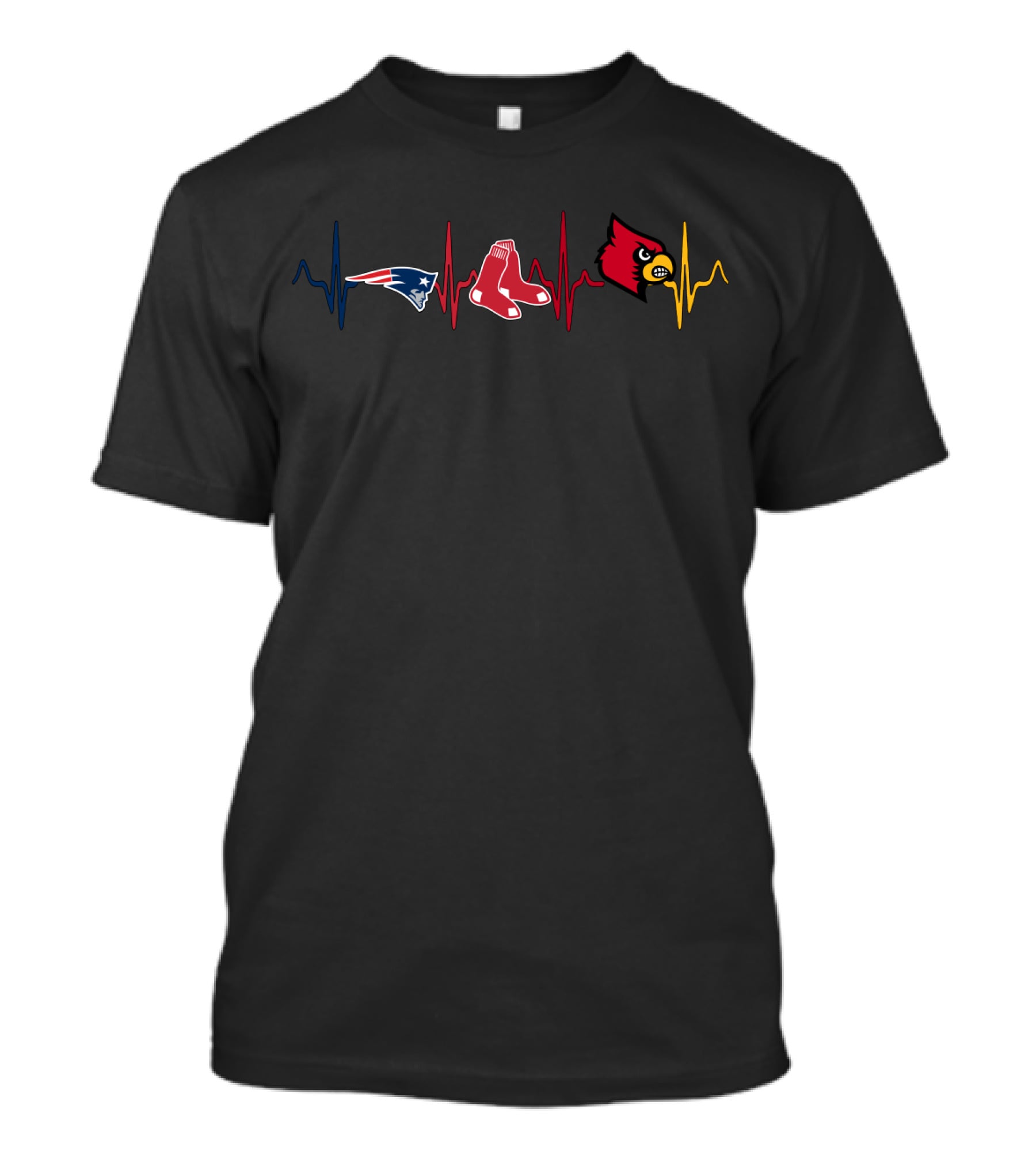 Heartbeat Love Patriots Red Sox Louisville Cardinals T-Shirt