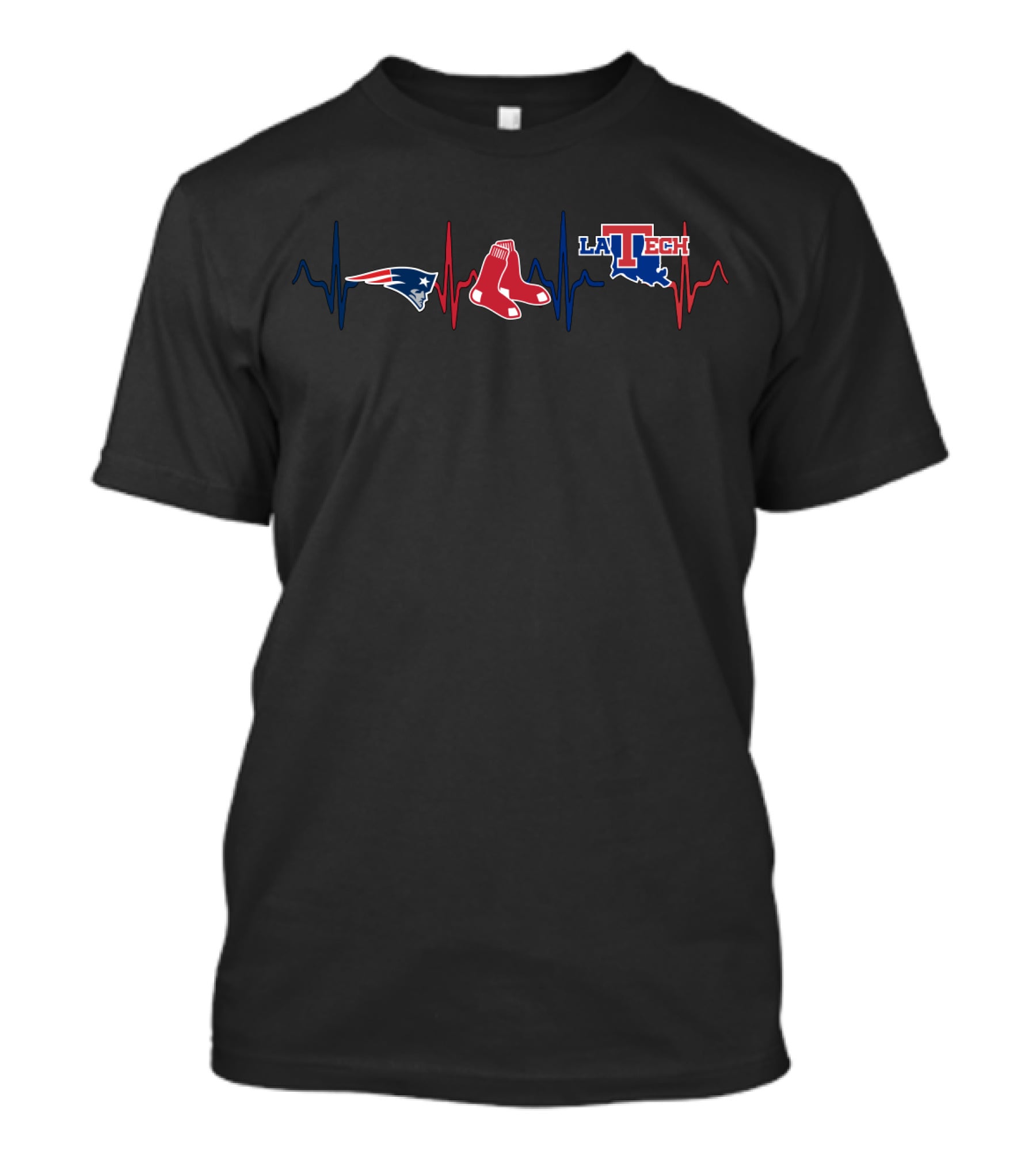 Love Patriots Red Sox La Tech Heartbeat T-Shirt