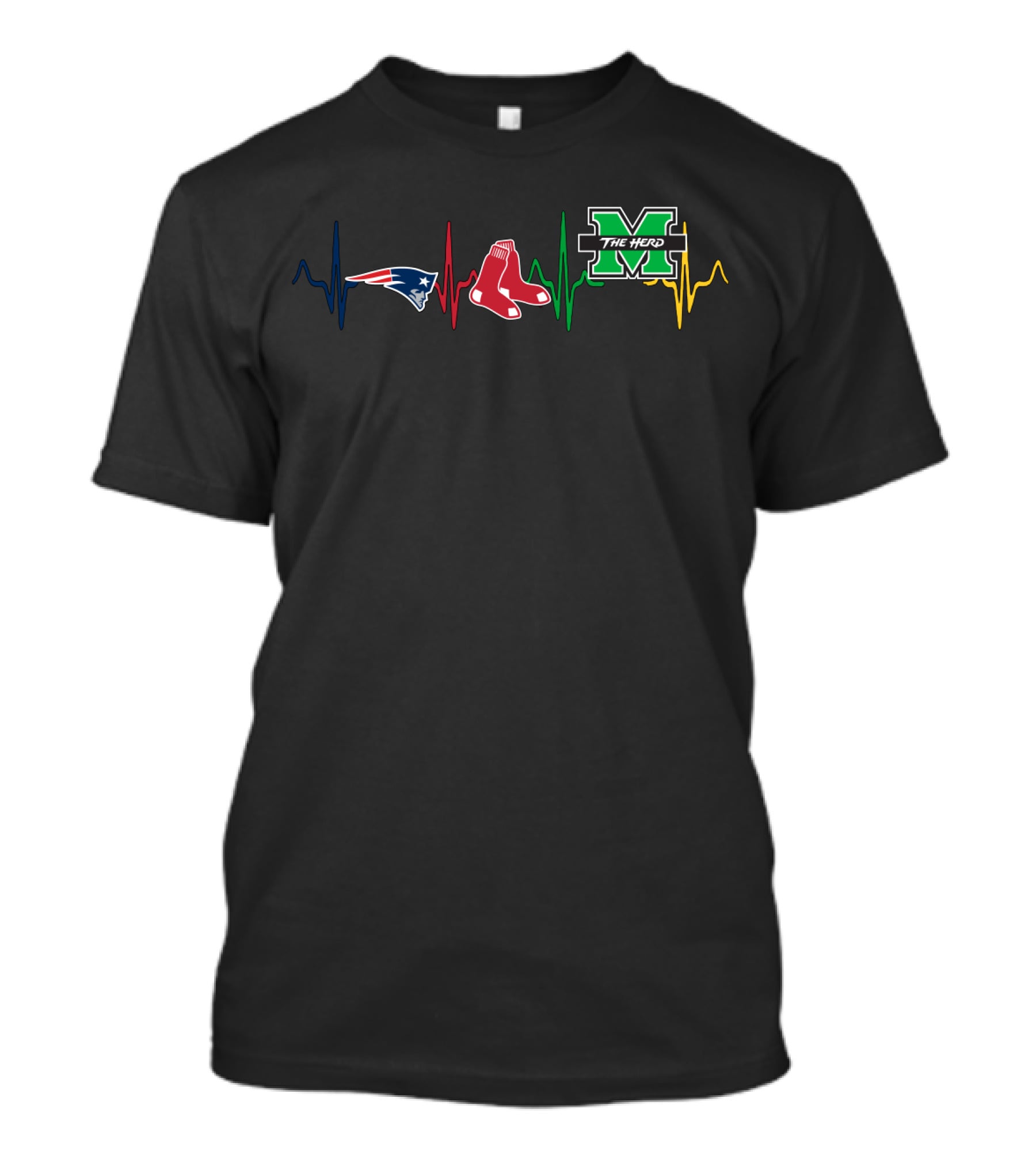 Patriots Red Sox The Herd Mth Heartbeat T-Shirt