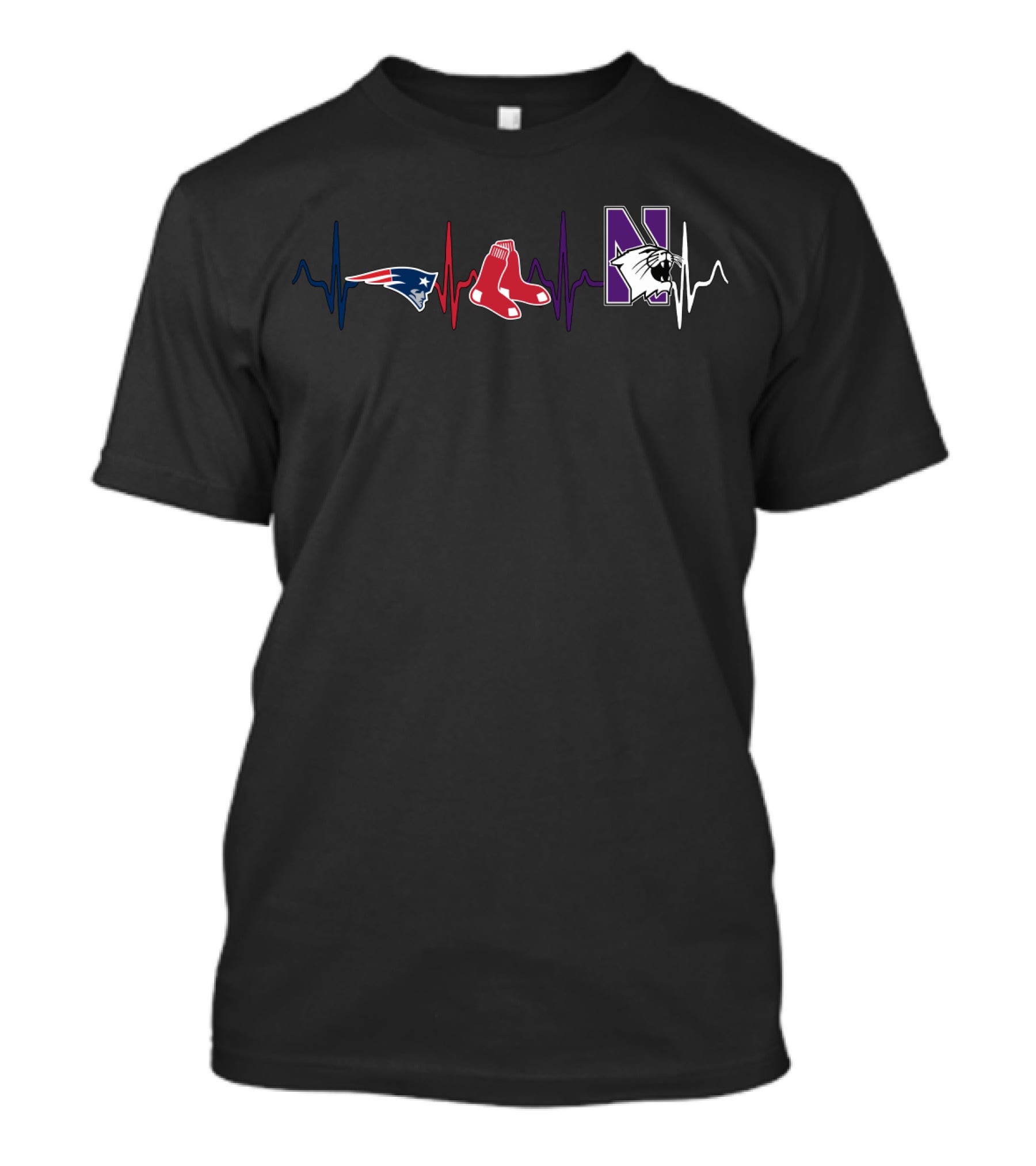 New England Patriots Red Sox Northwestern Wildcats Heartbeat T-Shirt