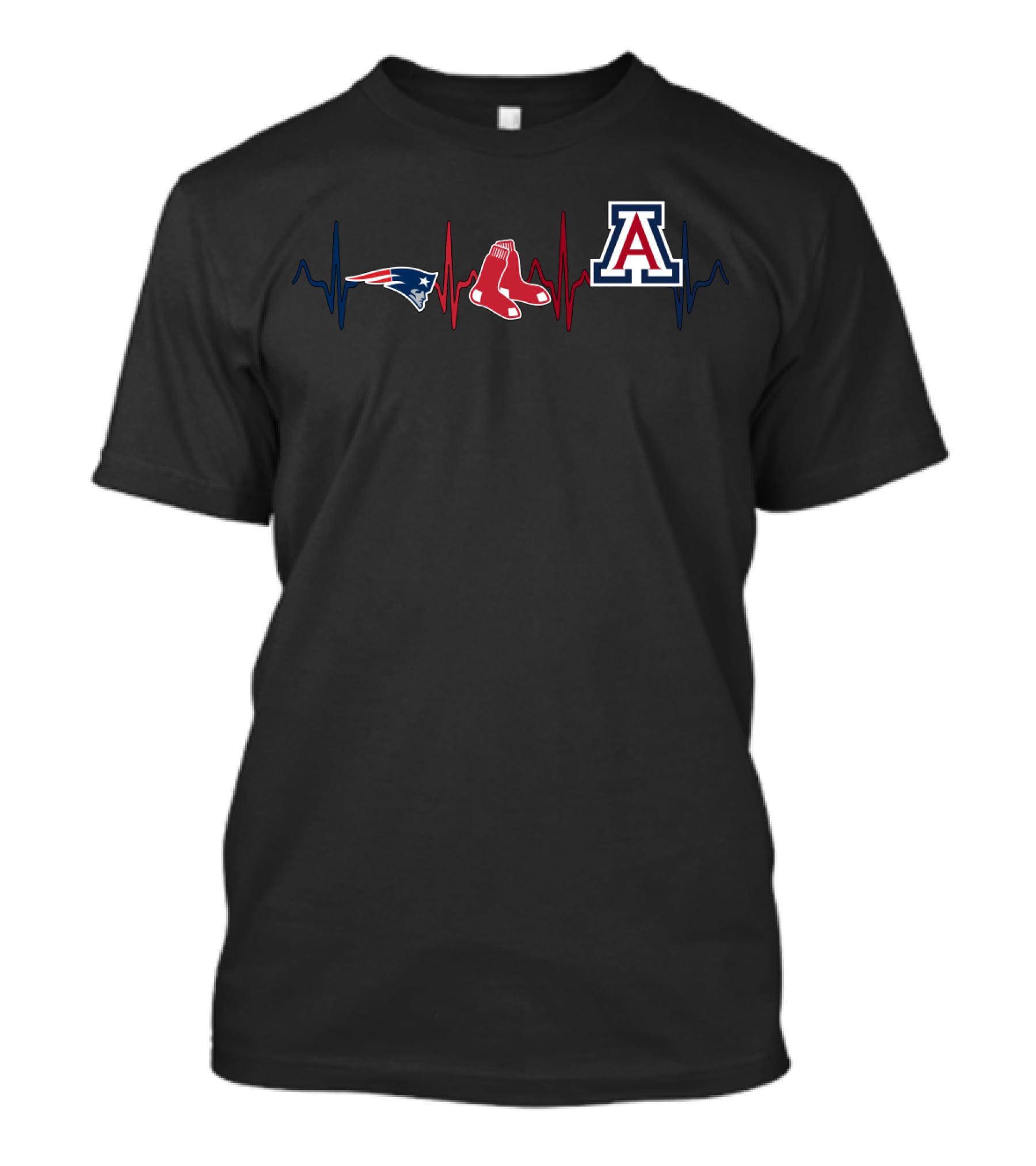 Patriots Red Sox Arizona Wildcats Pulse Heartbeat T-Shirt