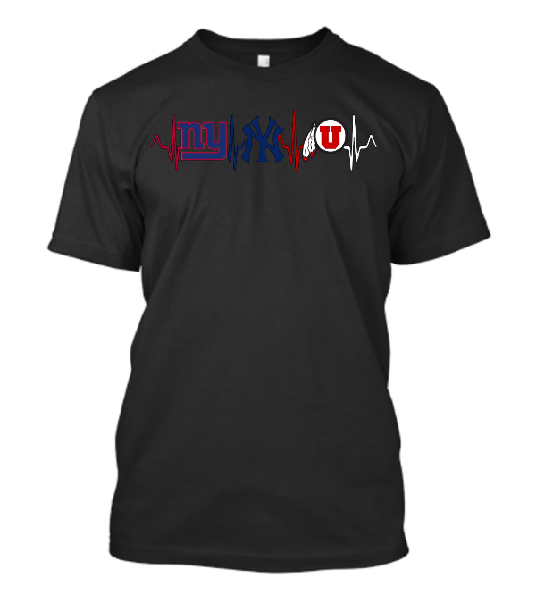 Ny Giants Yankees Utah U Heartbeat T-Shirt
