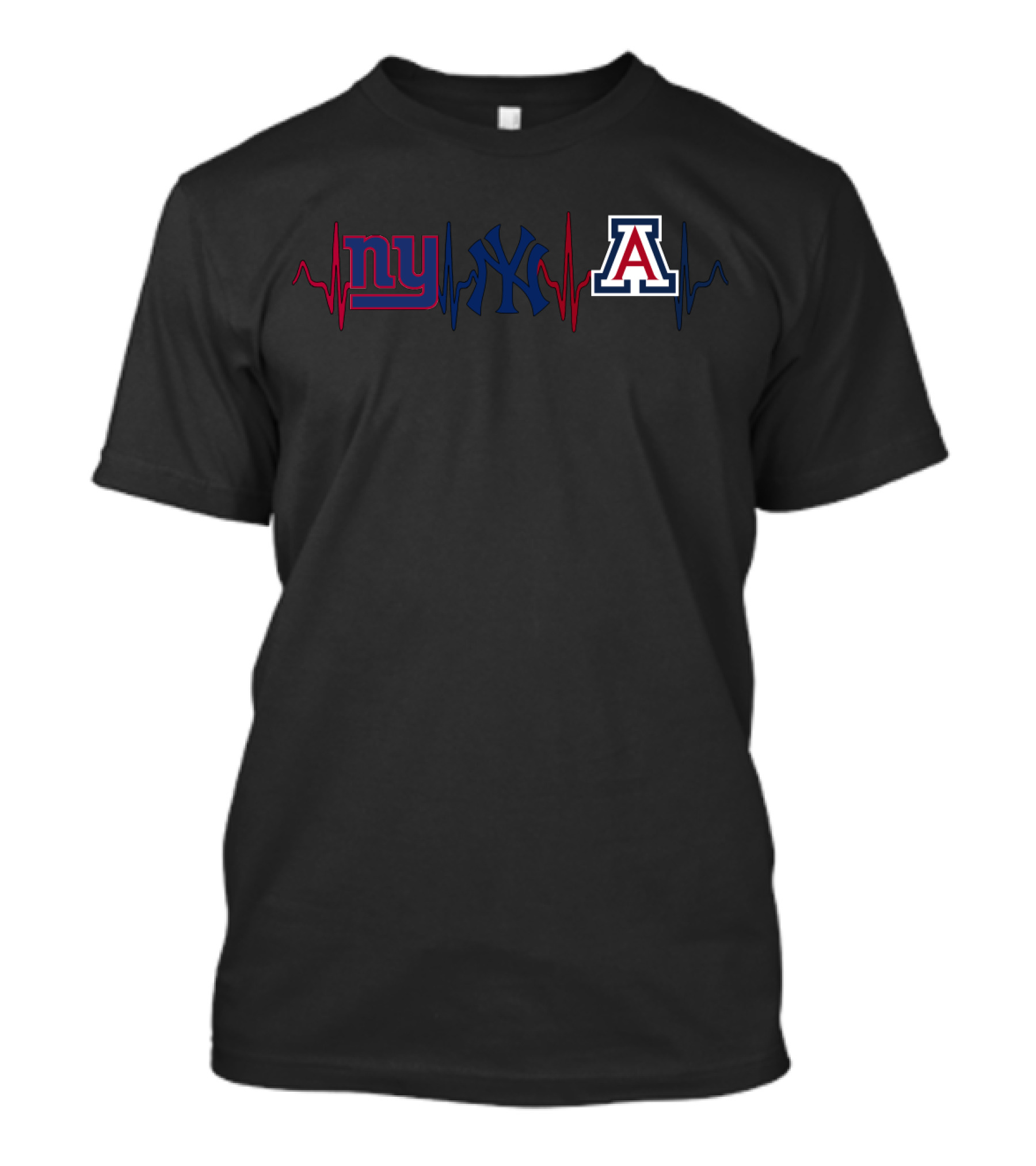 New York Giants Yankees Arizona Wildcats Heartbeat T-Shirt