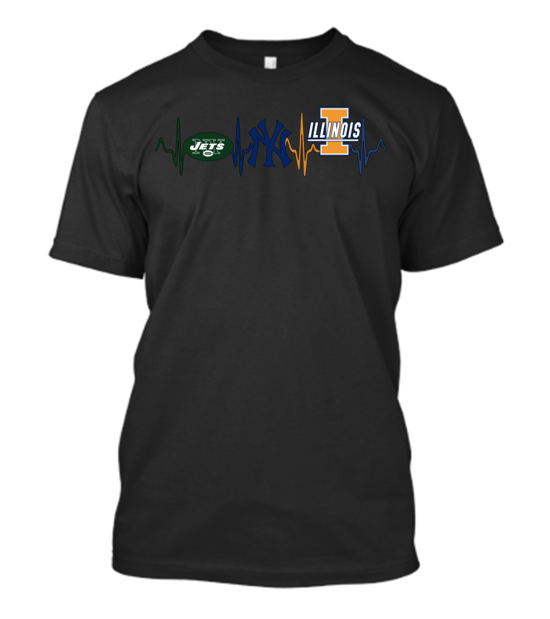 New York Jets Yankees Illinois Heartbeat T-Shirt