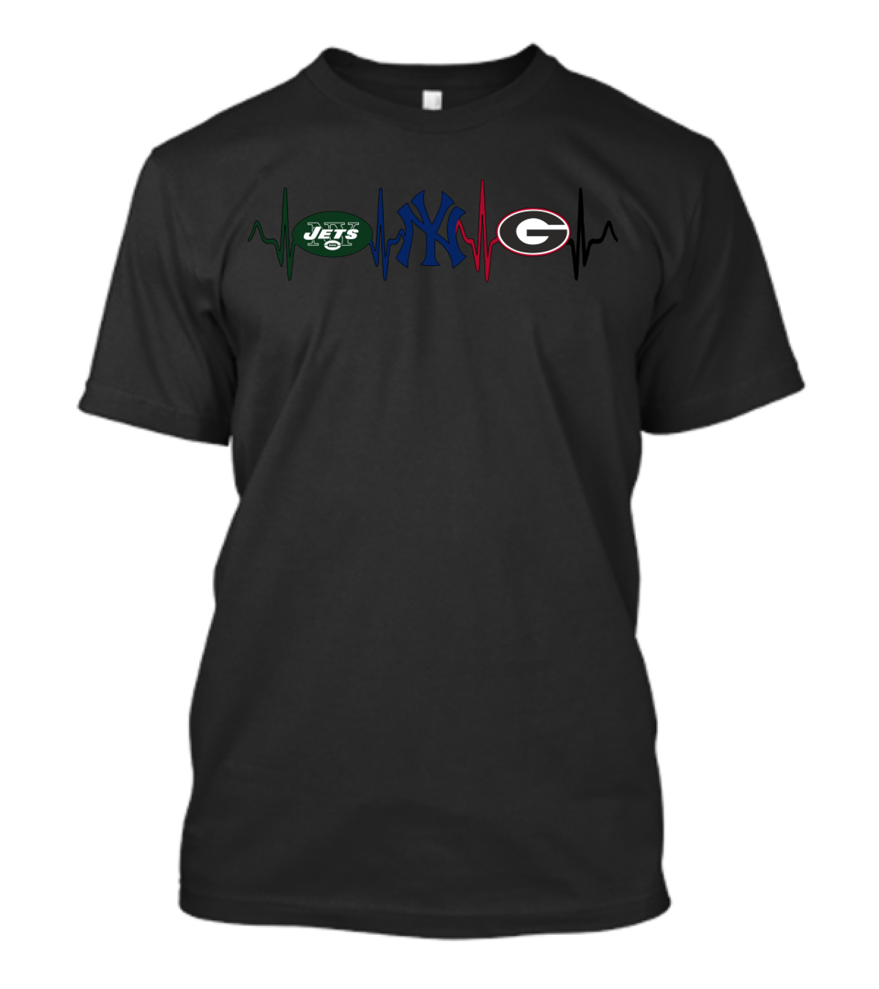 Jets Yankees Georgia Bulldogs Heartbeat T-Shirt
