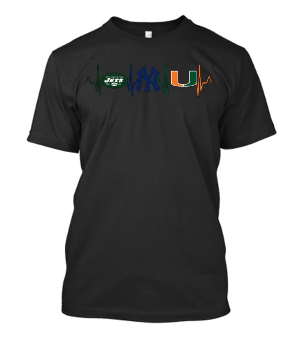 Love Jets Yankees Hurricanes Heartbeat T-Shirt