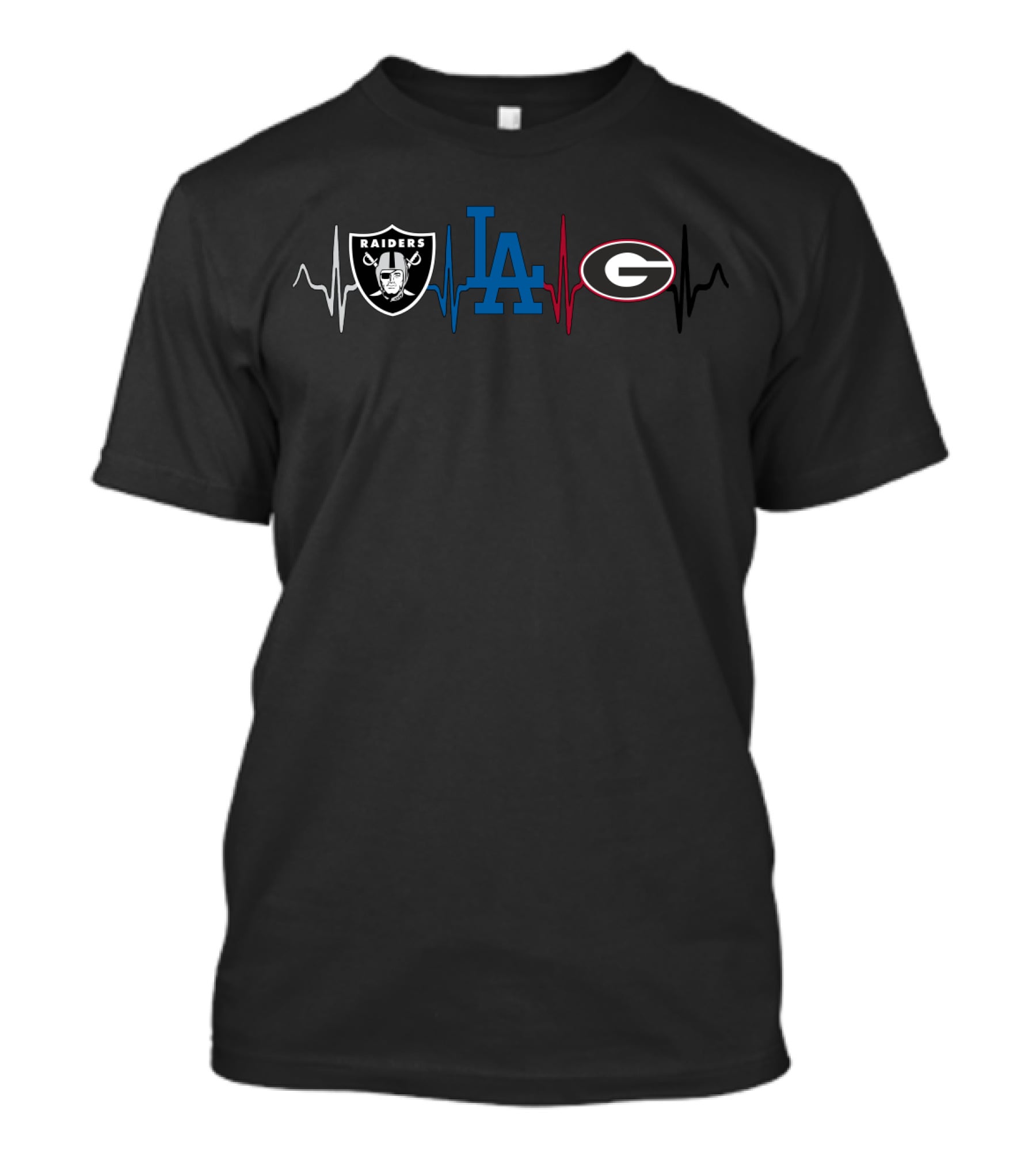 Raiders Dodgers Georgia Bulldogs Heartbeat T-Shirt