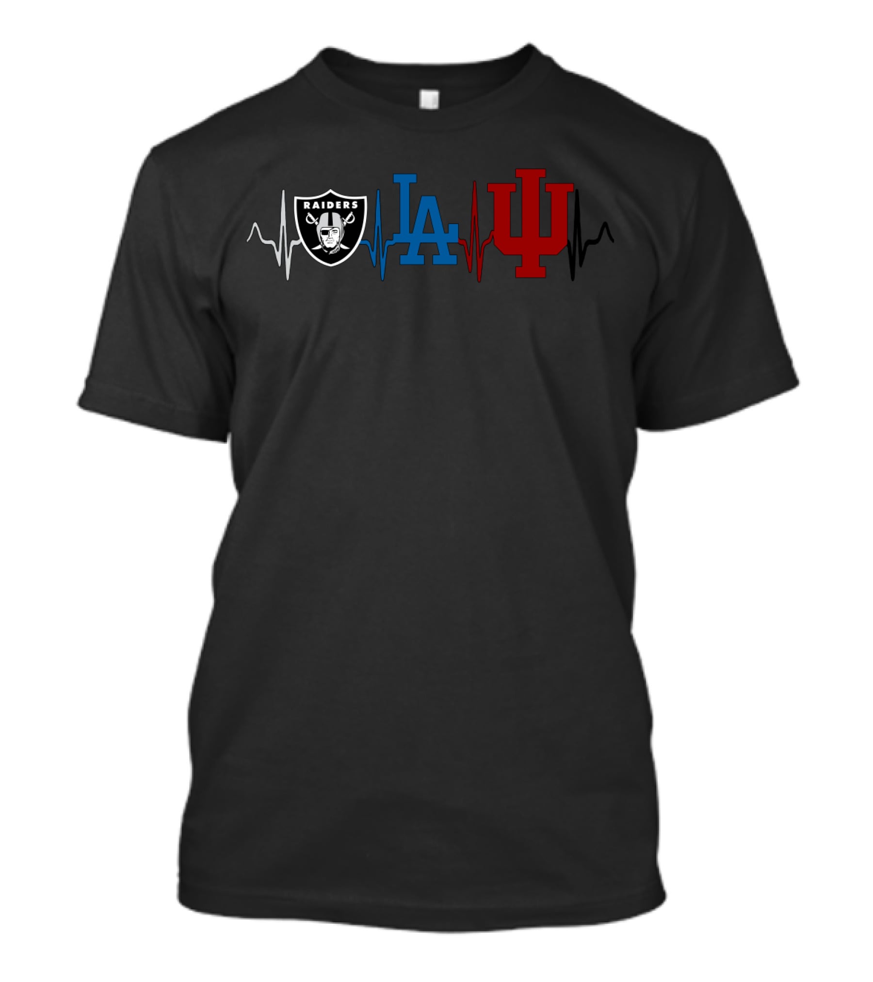 Raiders La Dodgers Indiana Hoosiers Heartbeat T-Shirt