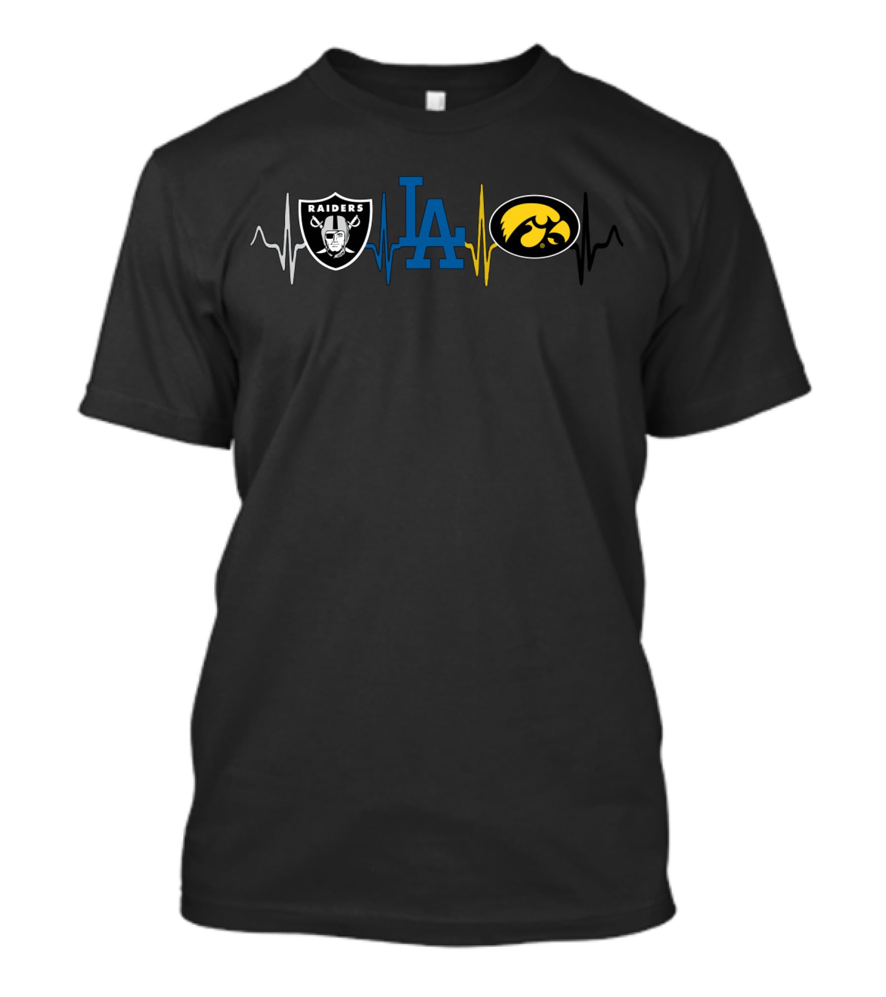 Raiders Dodgers Iowa Hawkeyes Heartbeat Fan T-Shirt