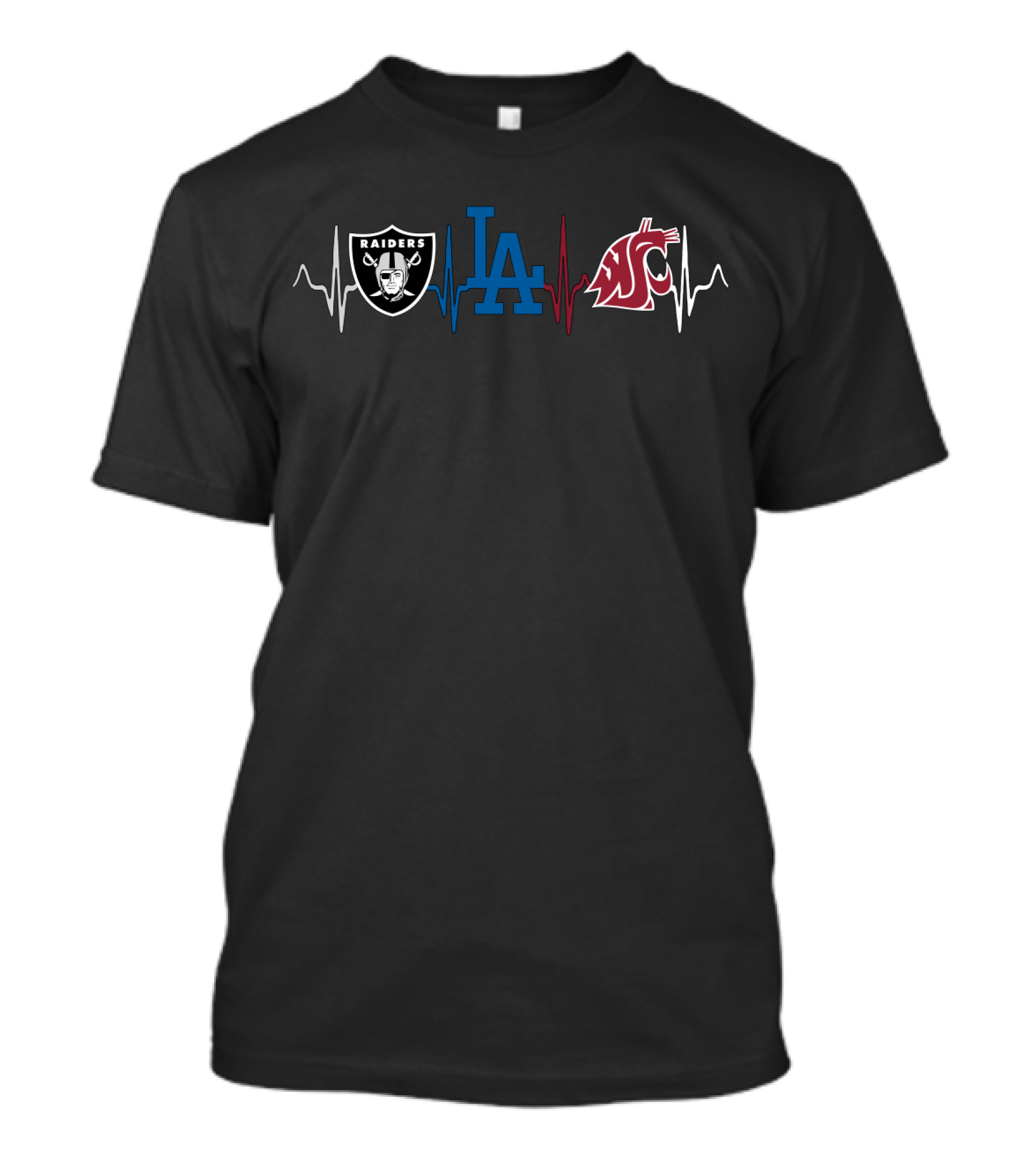 Raiders La Dodgers Washington State Cougars Heartbeat T-Shirt