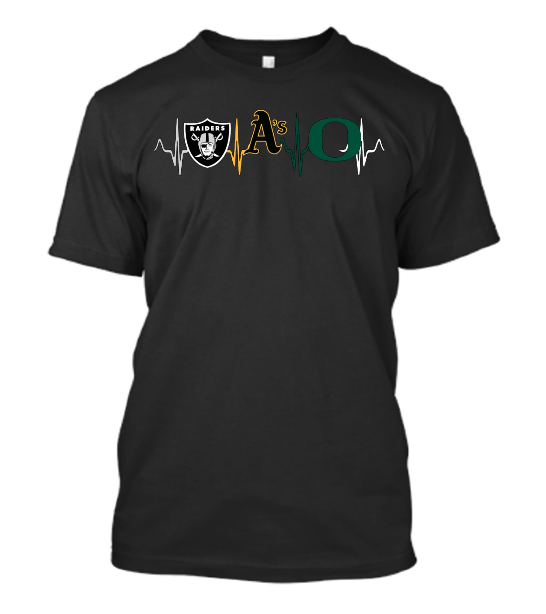 Raiders Athletics Oakland A's Oregon Ducks Heartbeat T-Shirt