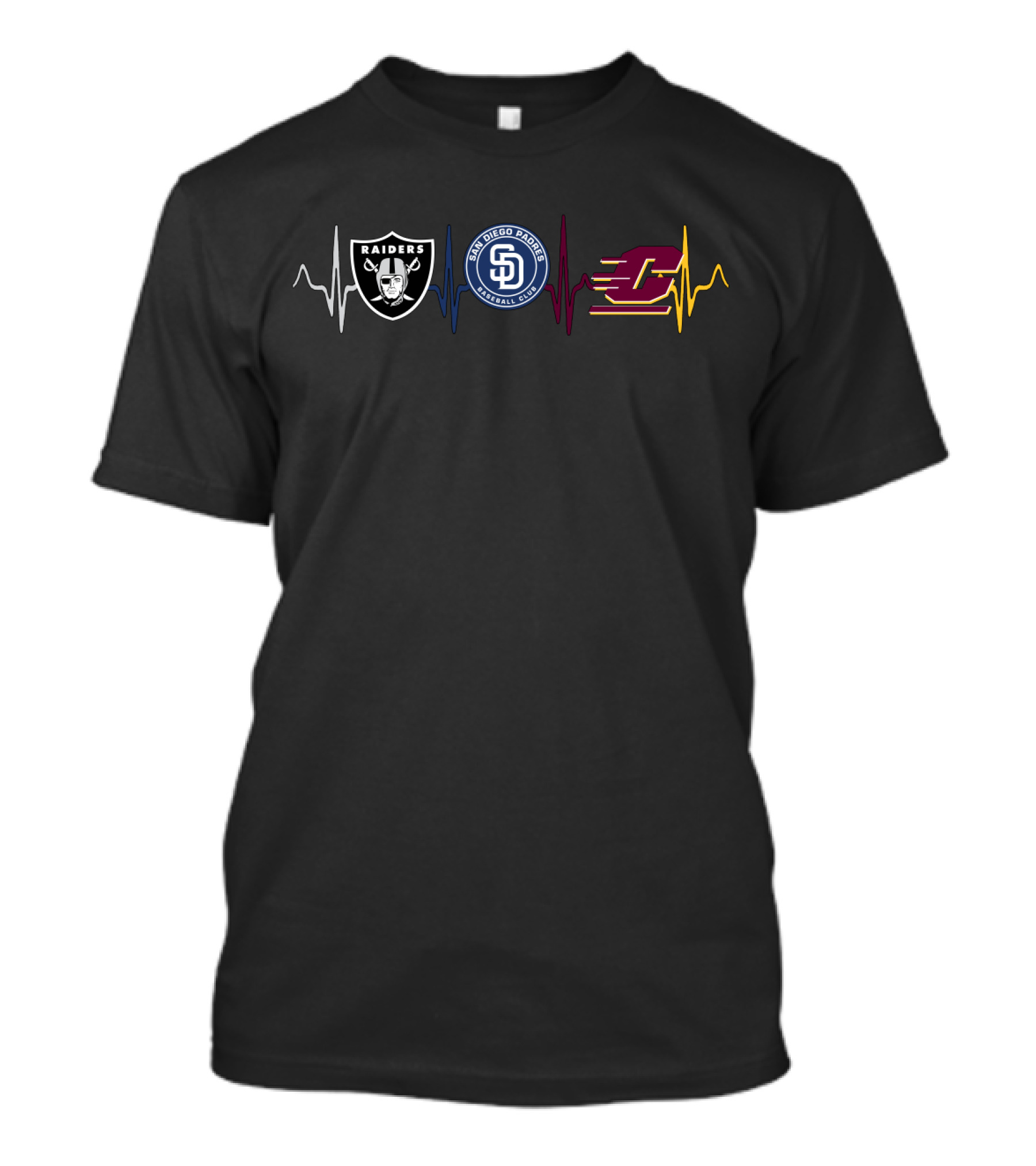 Raiders San Diego Padres Central Michigan Heartbeat T-Shirt