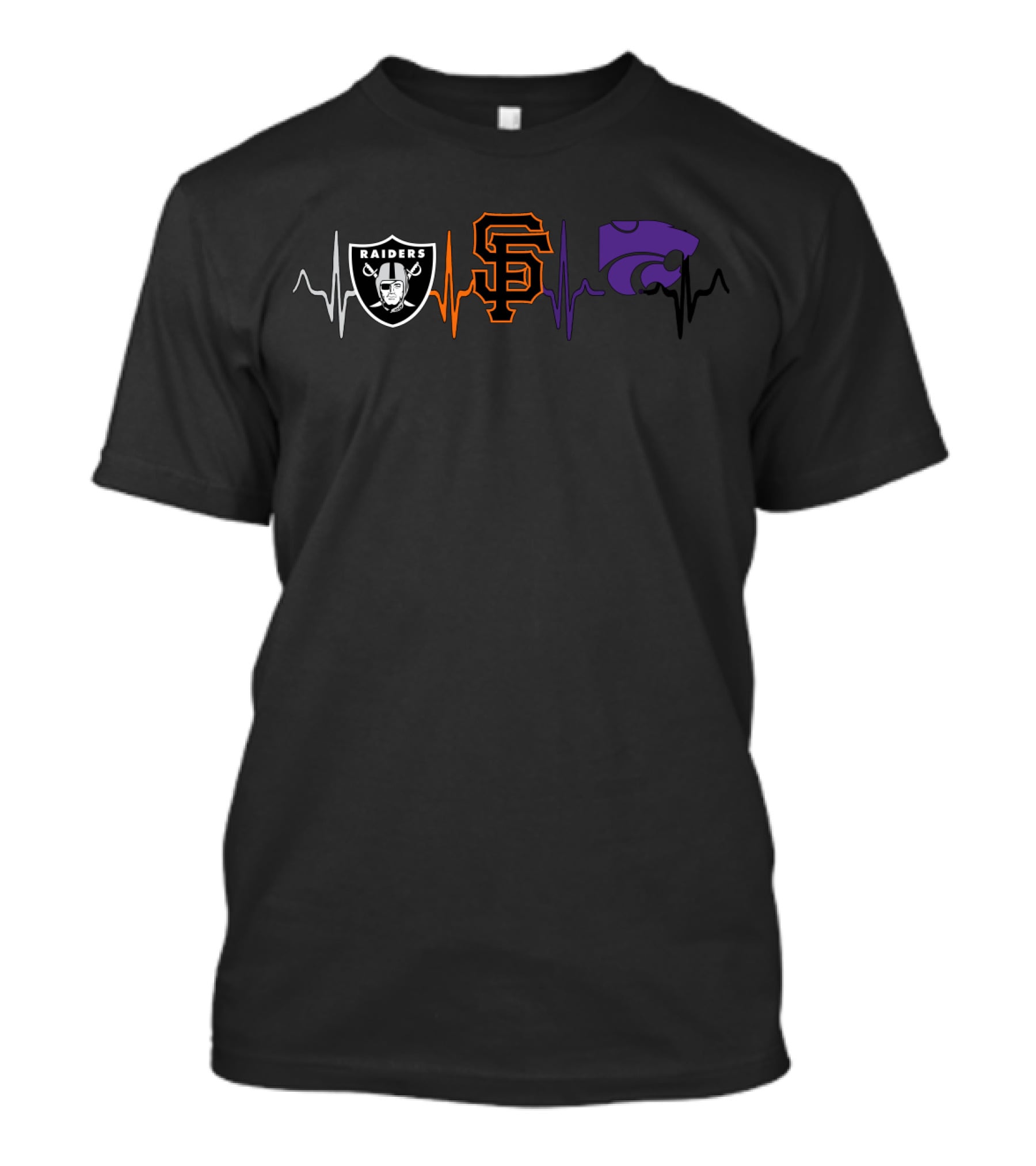 Raiders Heartbeat Giants Beat With K State Wildcats T-Shirt