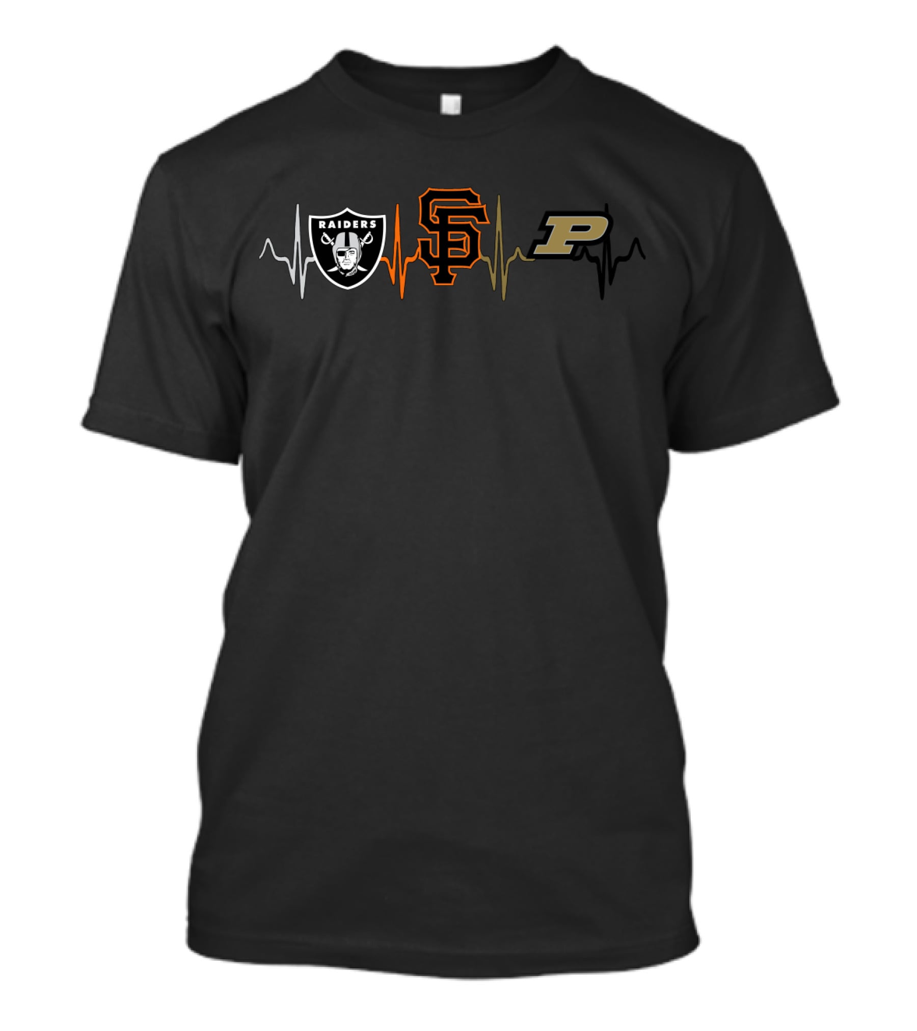 Raiders Giants Purdue Heartbeat Love T-Shirt