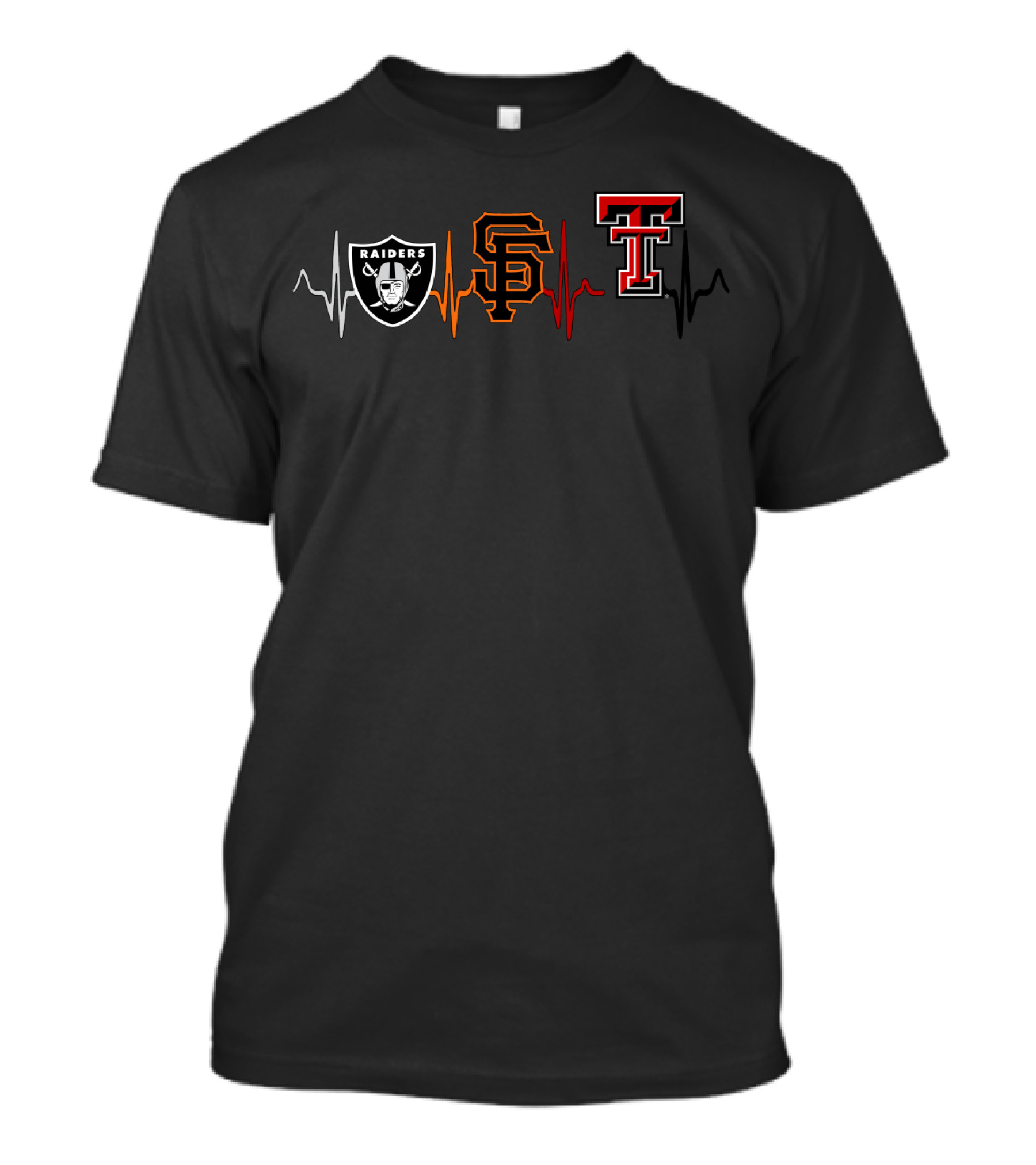 Raiders Giants Texas Tech Heartbeat T-Shirt