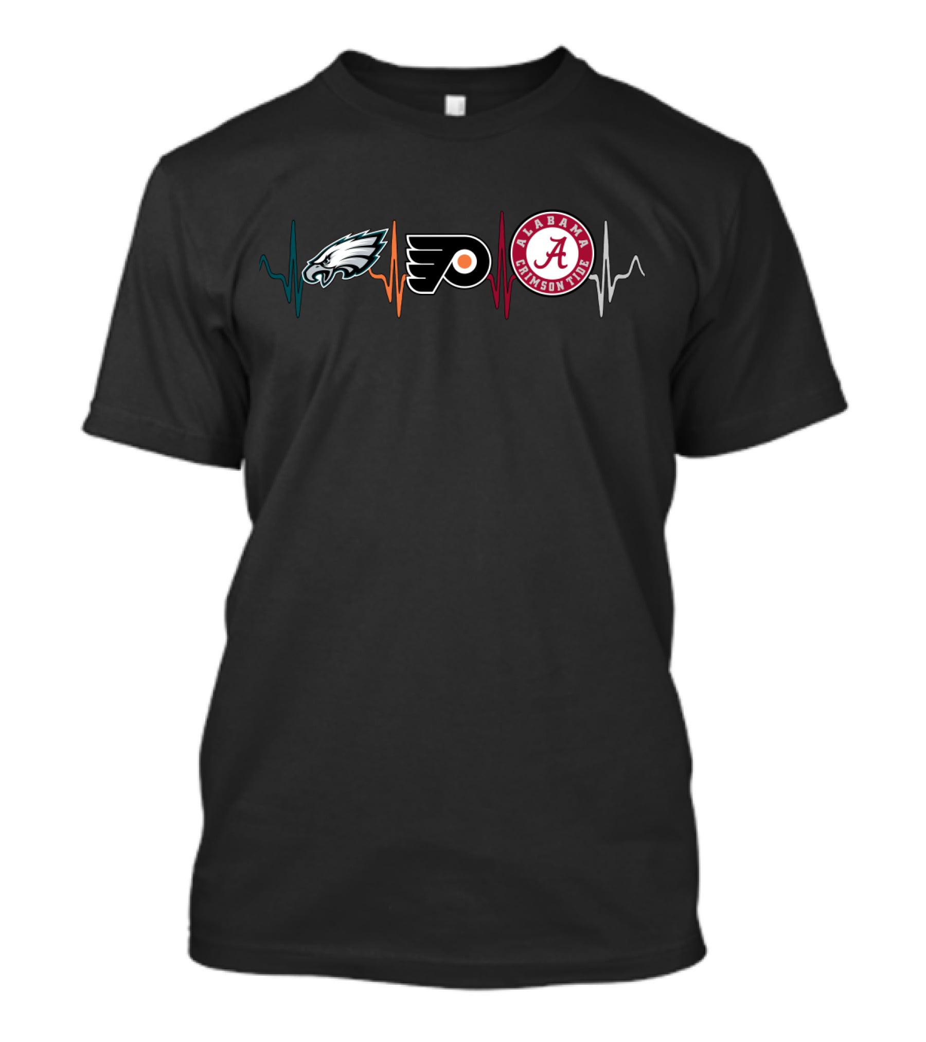 Love Eagles Philadelphia Flyers Alabama Crimson Tide Hearts Beat T-Shirt