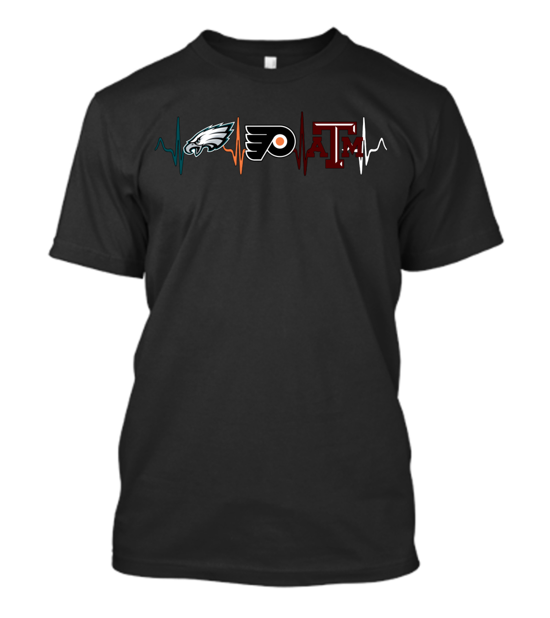 Philadelphia Eagles Flyers Texas A&M Heartbeat T-Shirt