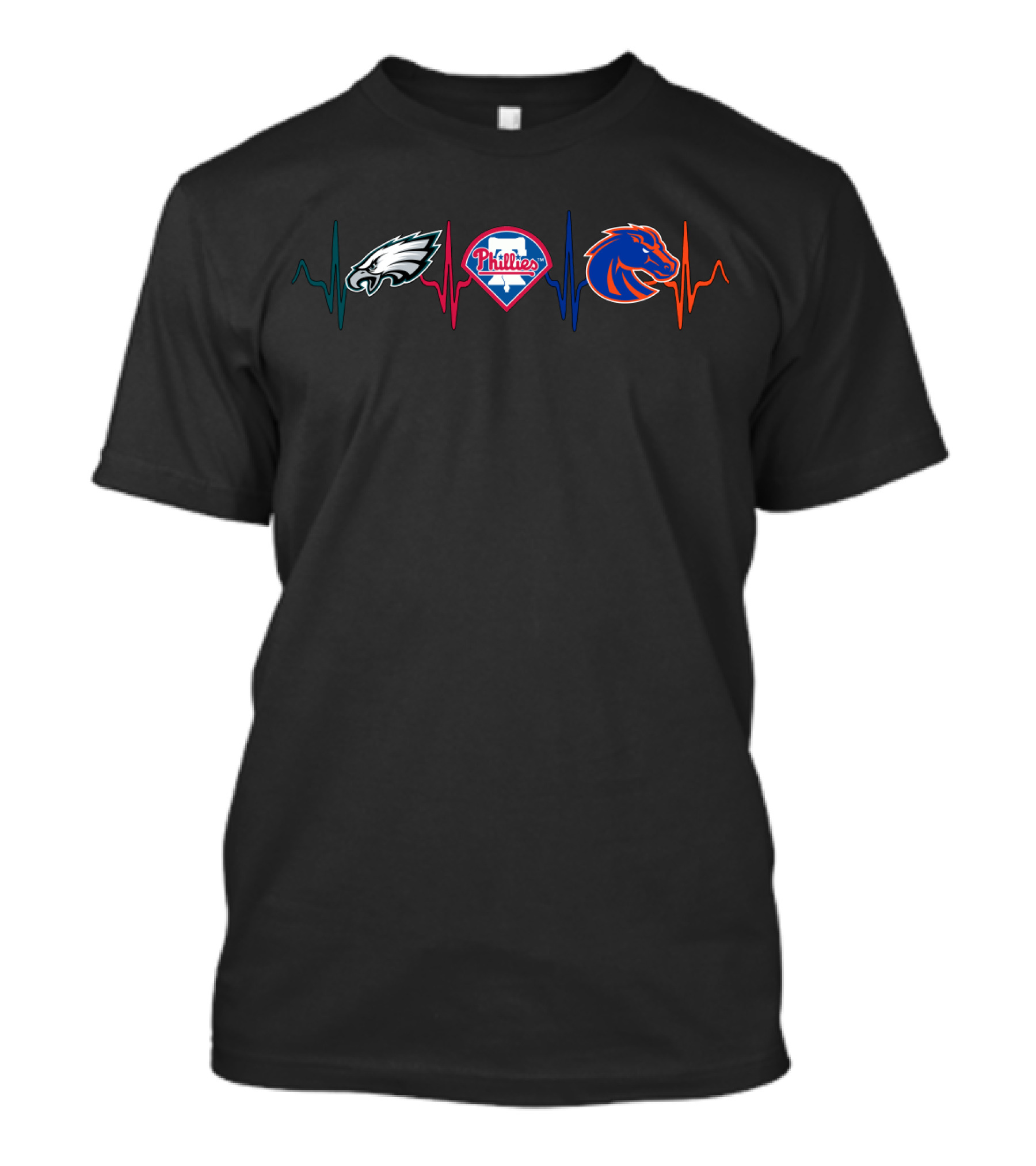 Philadelphia Eagles Phillies Boise State Broncos Heartbeat Love Bsb T-Shirt