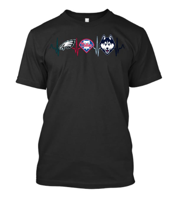 Philadelphia Eagles Phillies Huskies Heartbeat T-Shirt
