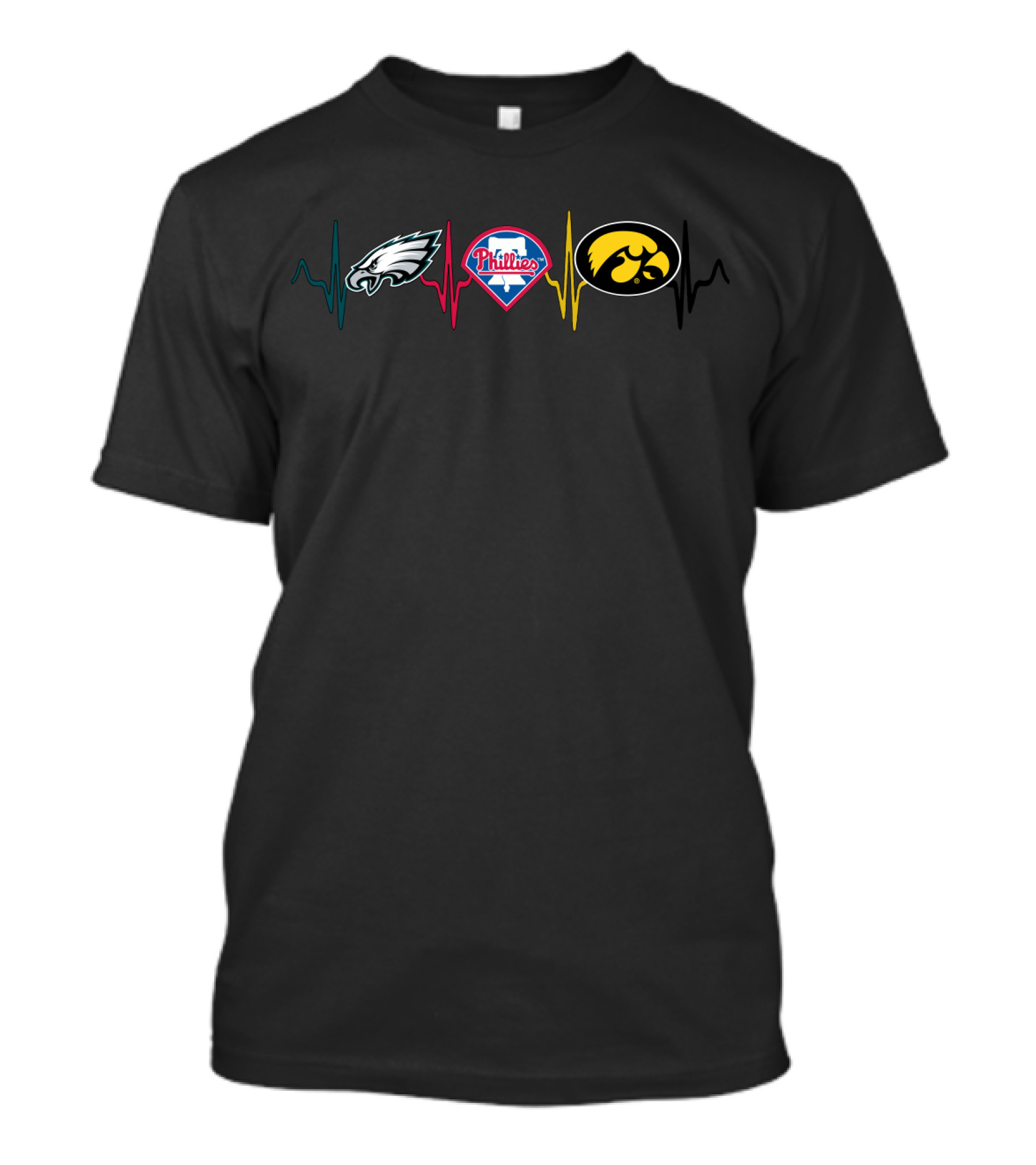 Eagles Phillies Iowa Hawkeyes Heartbeat Line T-Shirt