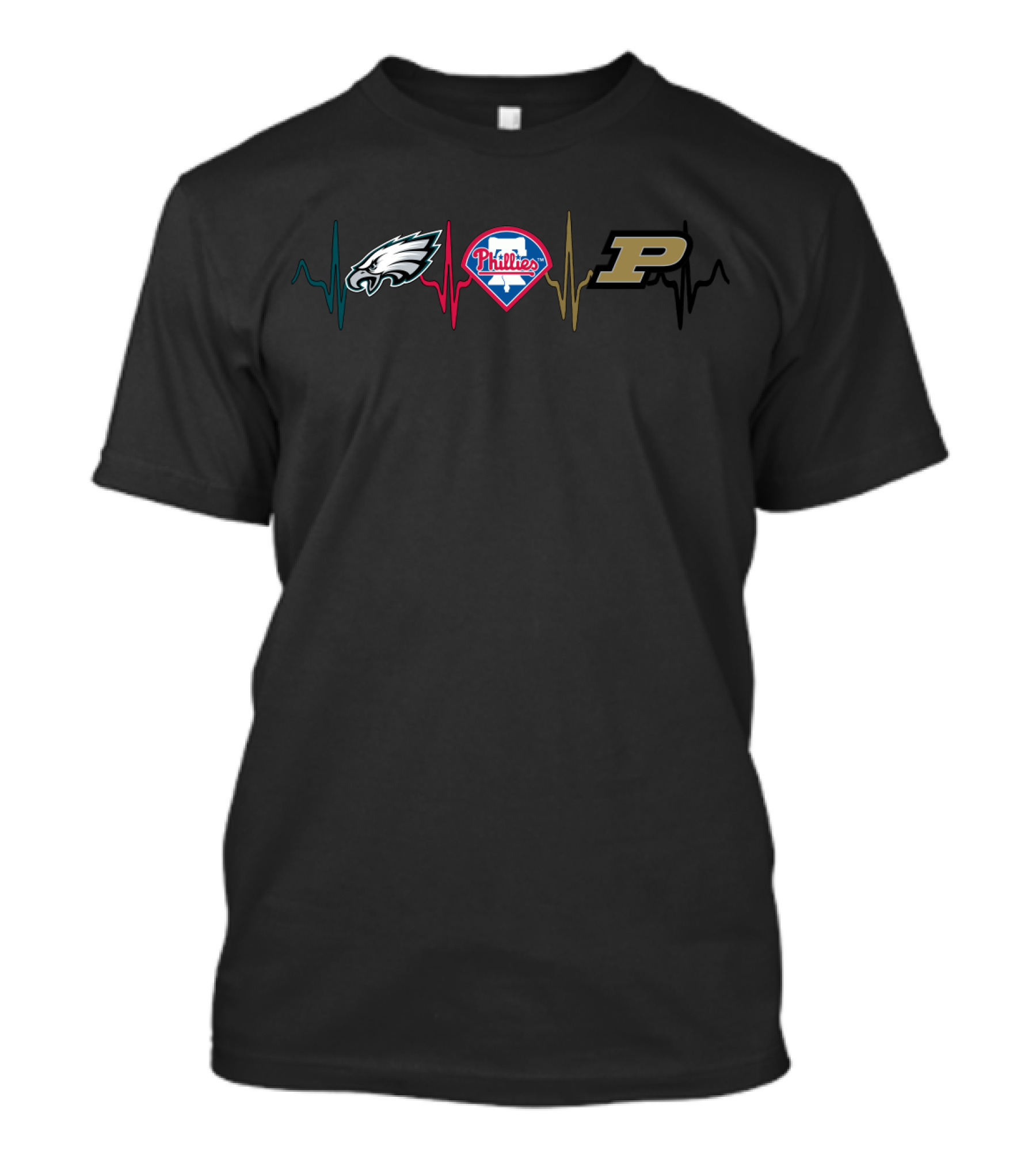 Eagles Phillies Purdue Love Heartbeat T-Shirt
