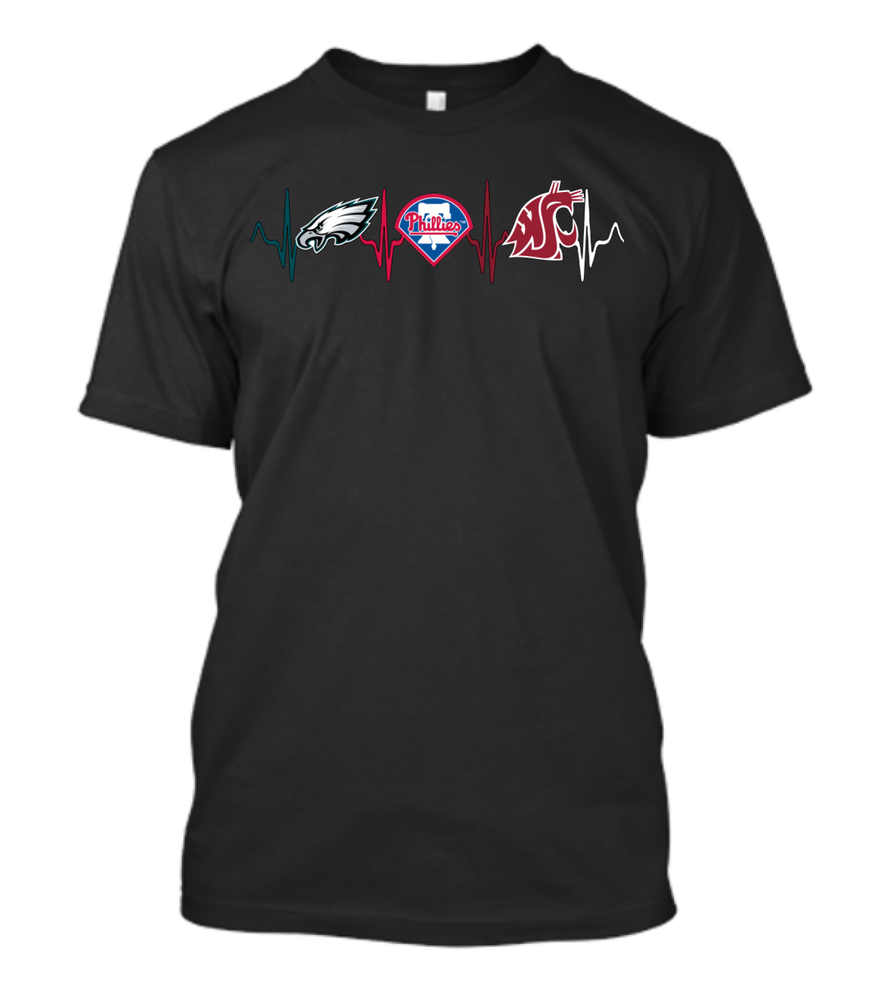 Eagles Phillies Wsc Heartbeat Sports Fans T-Shirt