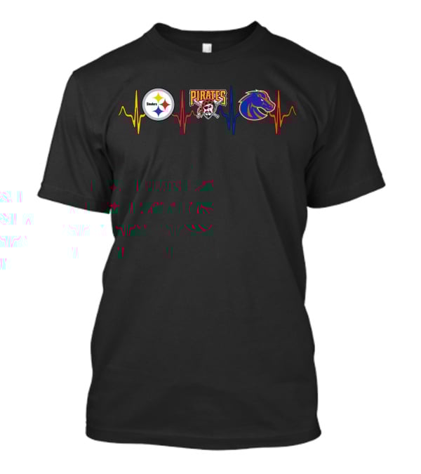 Steelers Pirates Boise State Broncos Heartbeat T-Shirt