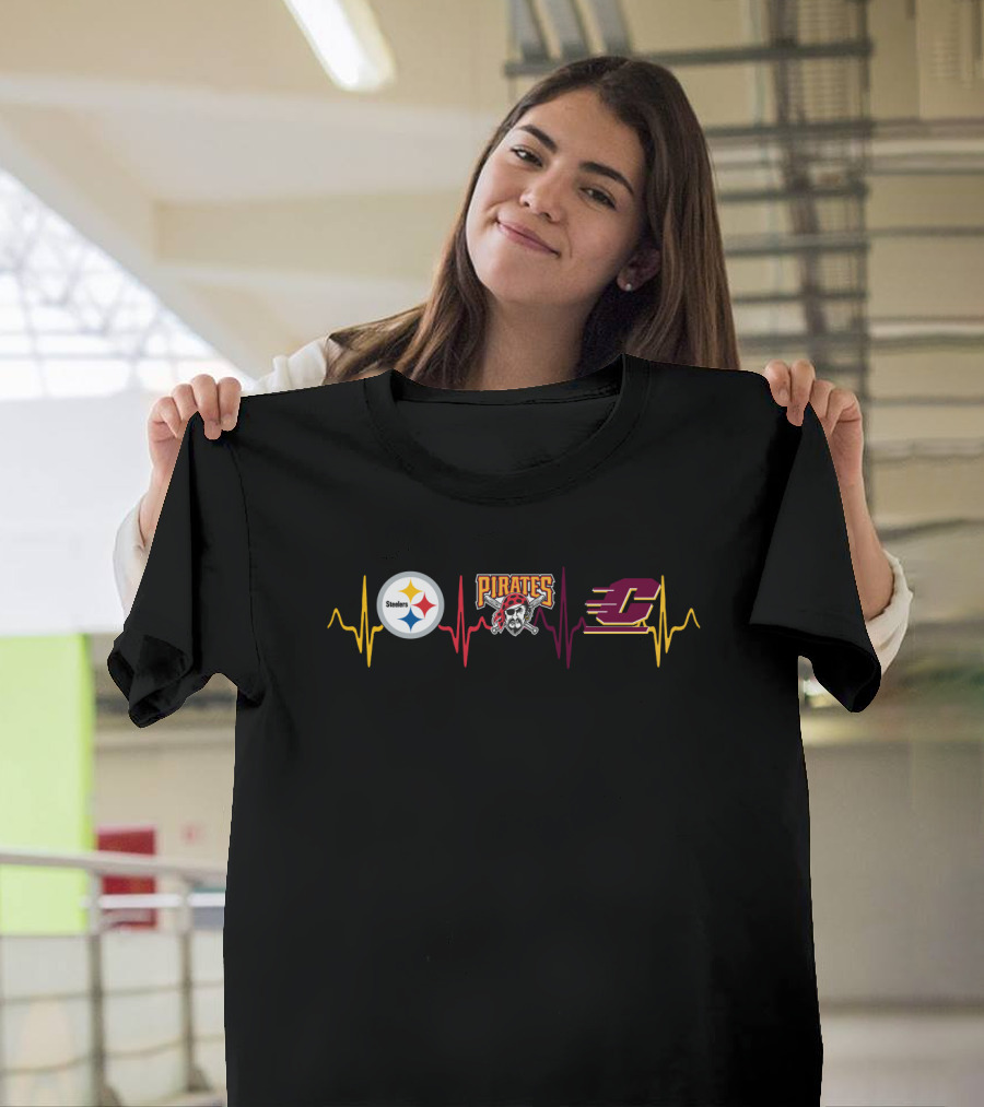 Steelers Heartbeat Pirates Cmc Sports Fan Connection T-Shirt