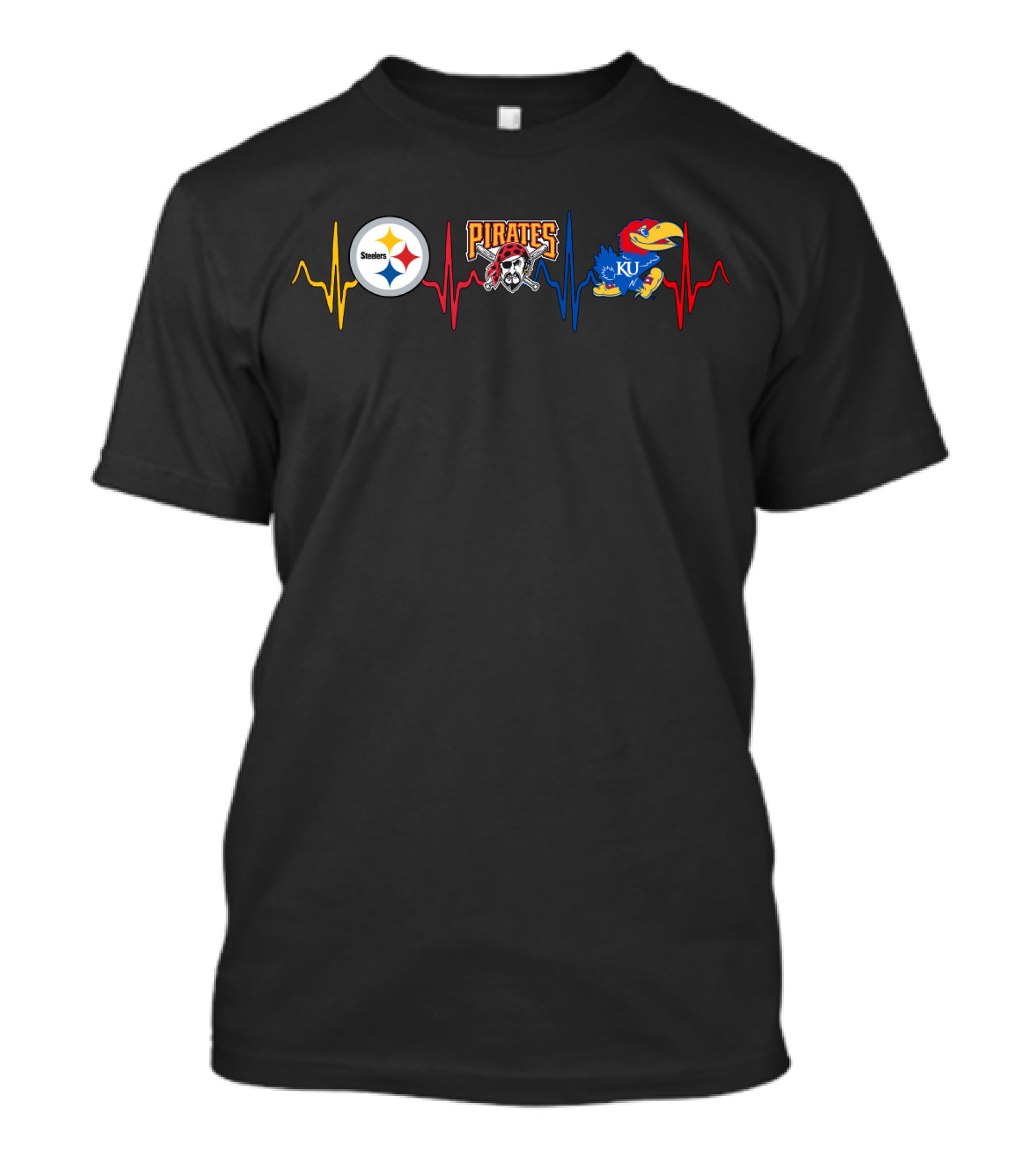 Steelers Pirates Ku Heartbeat Fan Tribute T-Shirt